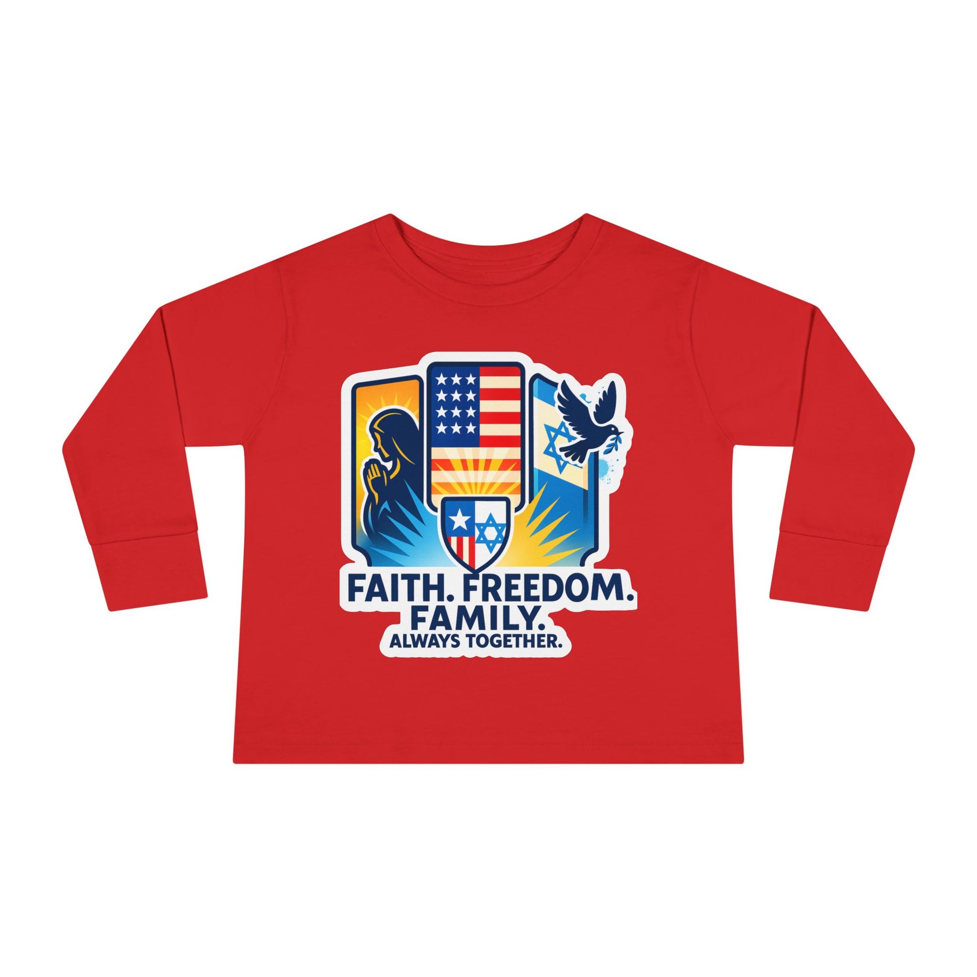 Faith Freedom Family Toddler Long Sleeve Tee - American Zionist