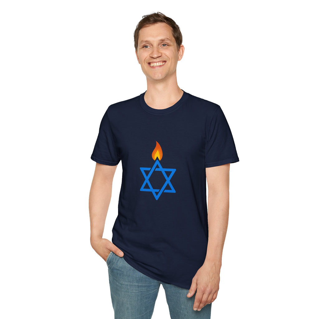 Fire Stars Of David Unisex Softstyle T-Shirt - American Zionist