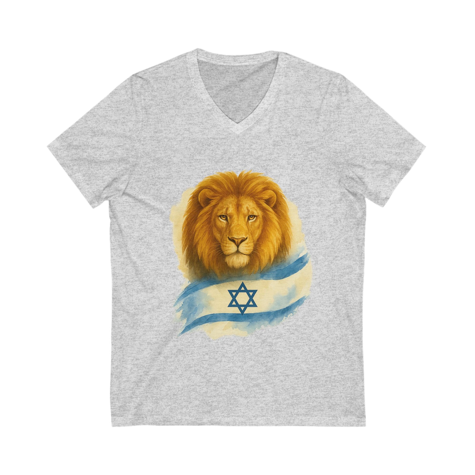 Lion Of Israel Unisex Jersey Short Sleeve V - Neck Tee - American Zionist