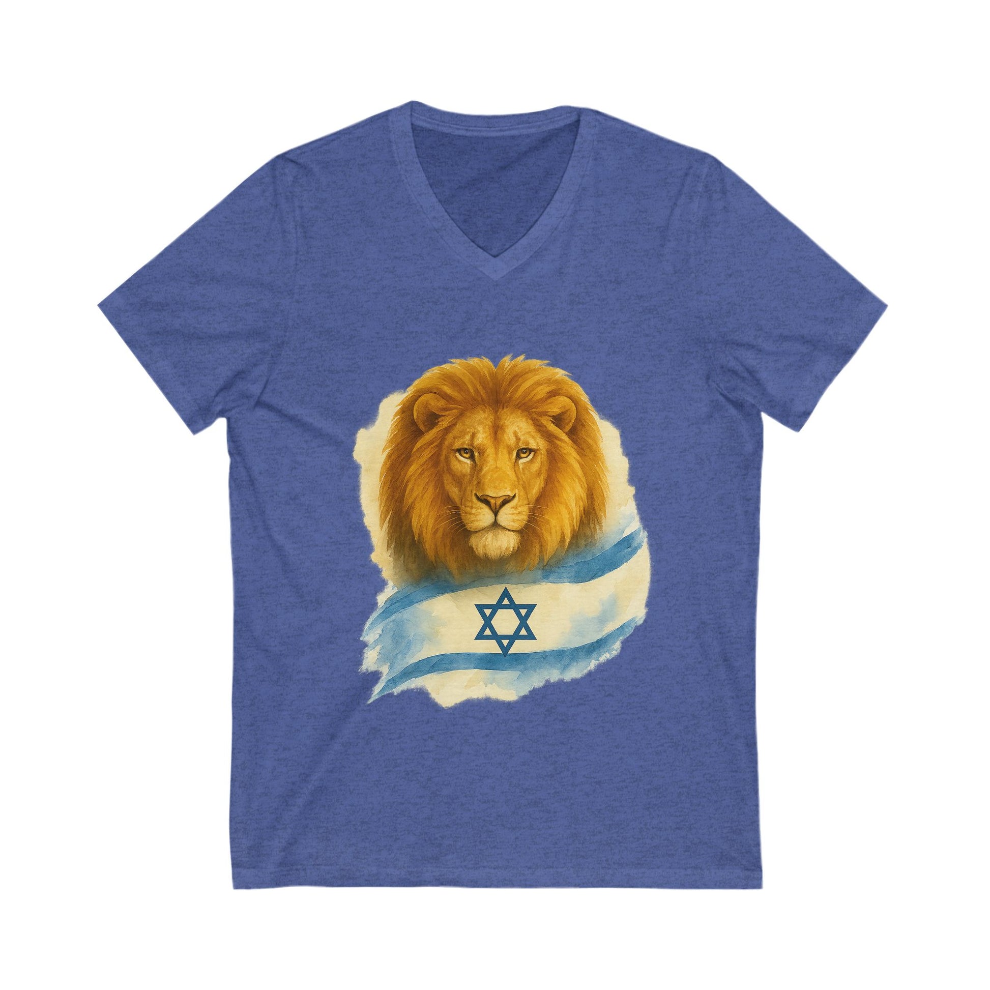 Lion Of Israel Unisex Jersey Short Sleeve V - Neck Tee - American Zionist