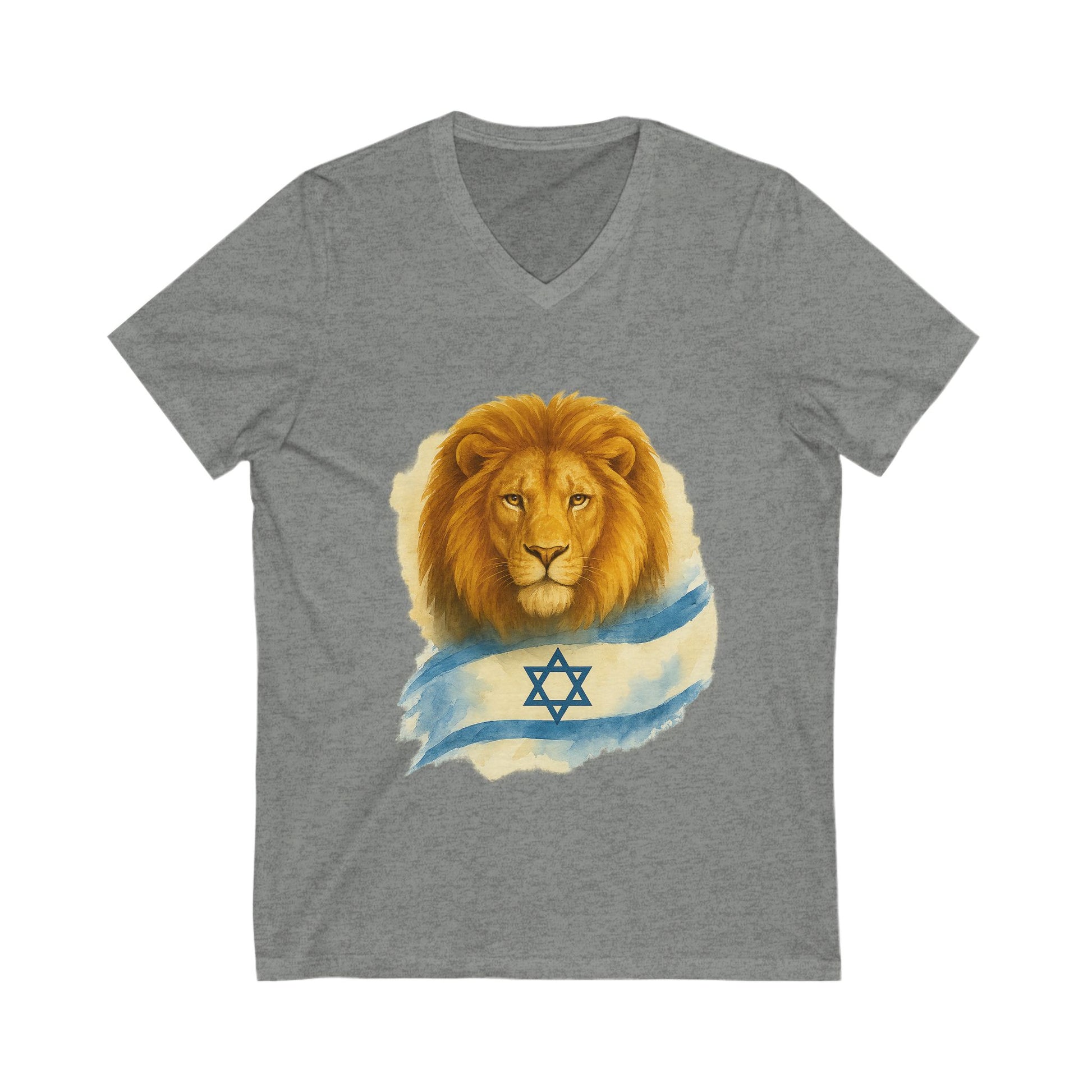 Lion Of Israel Unisex Jersey Short Sleeve V - Neck Tee - American Zionist