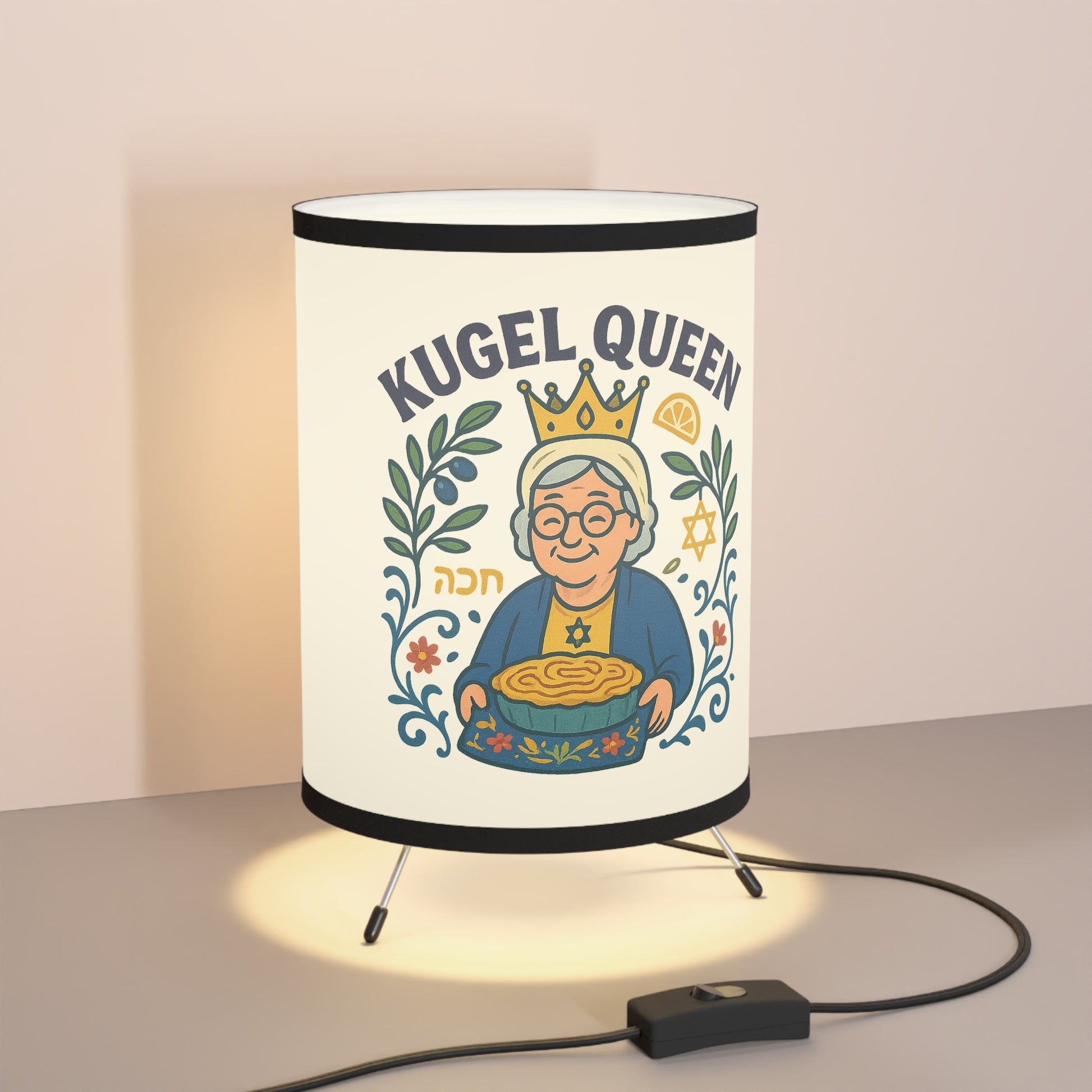 Kugel Queen Tripod Lamp with High - Res Printed Shade - American Zionist