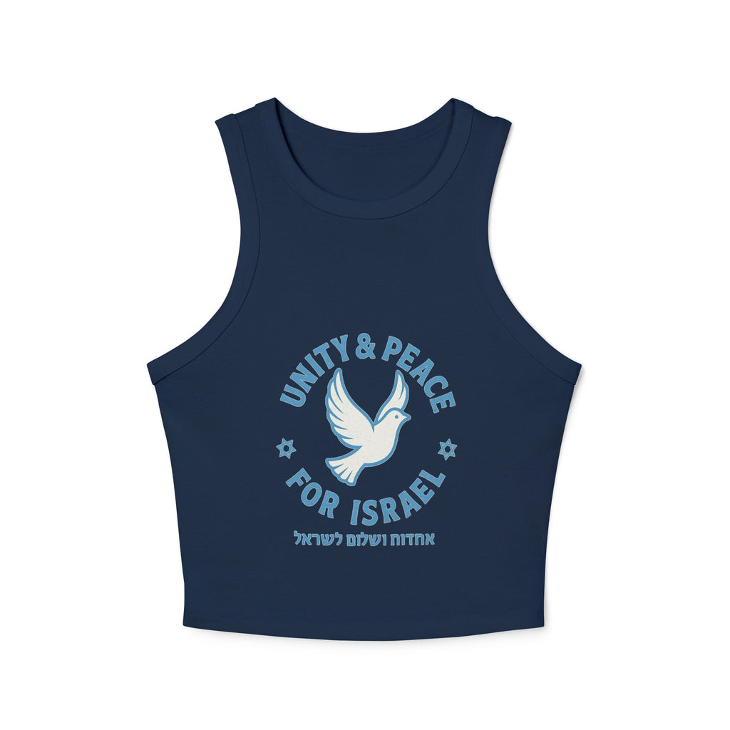 Unity Peace For Israel Women's Micro Rib Racer Tank Top - American Zionist