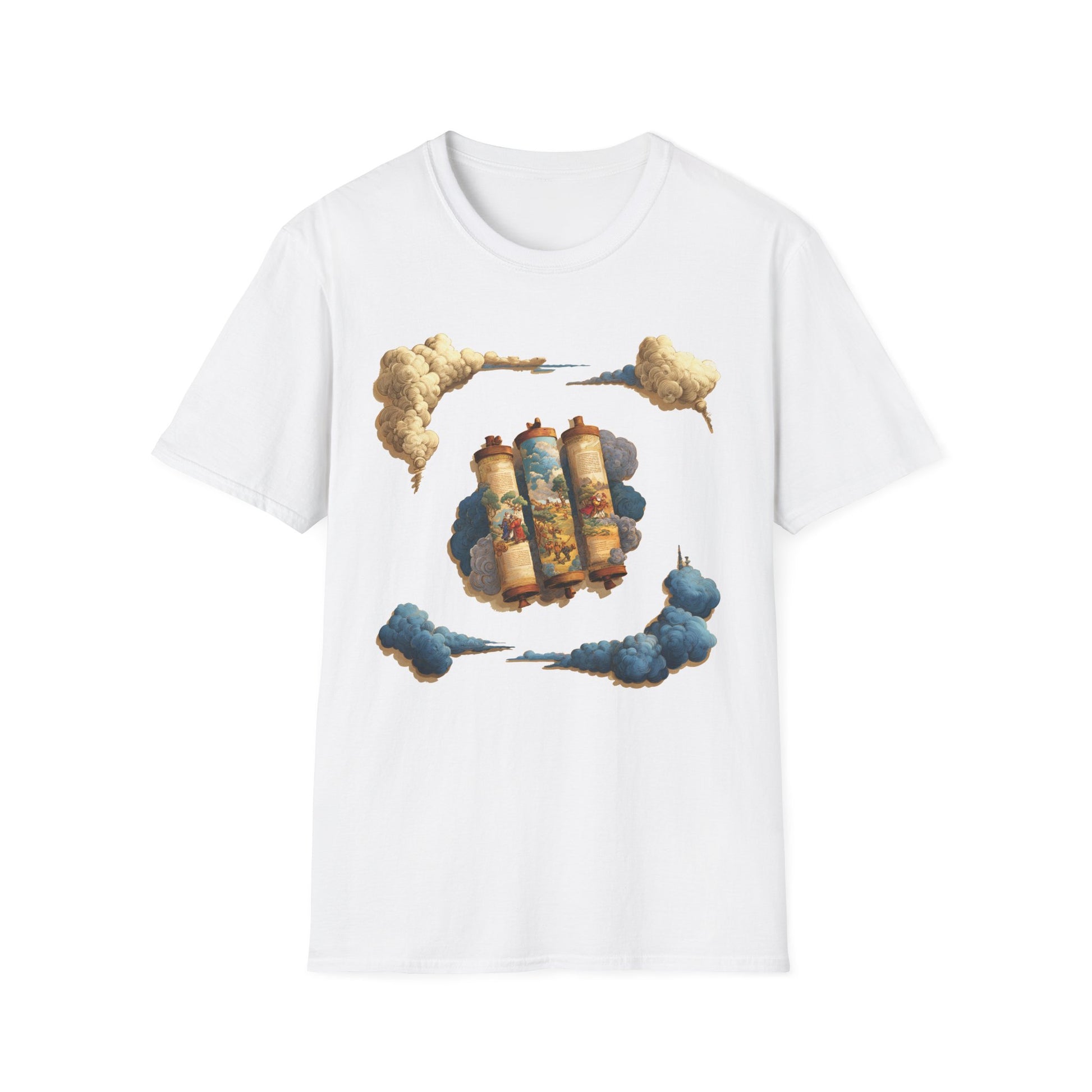 Cloudy Scroll of Moses Unisex Softstyle T-Shirt - American Zionist
