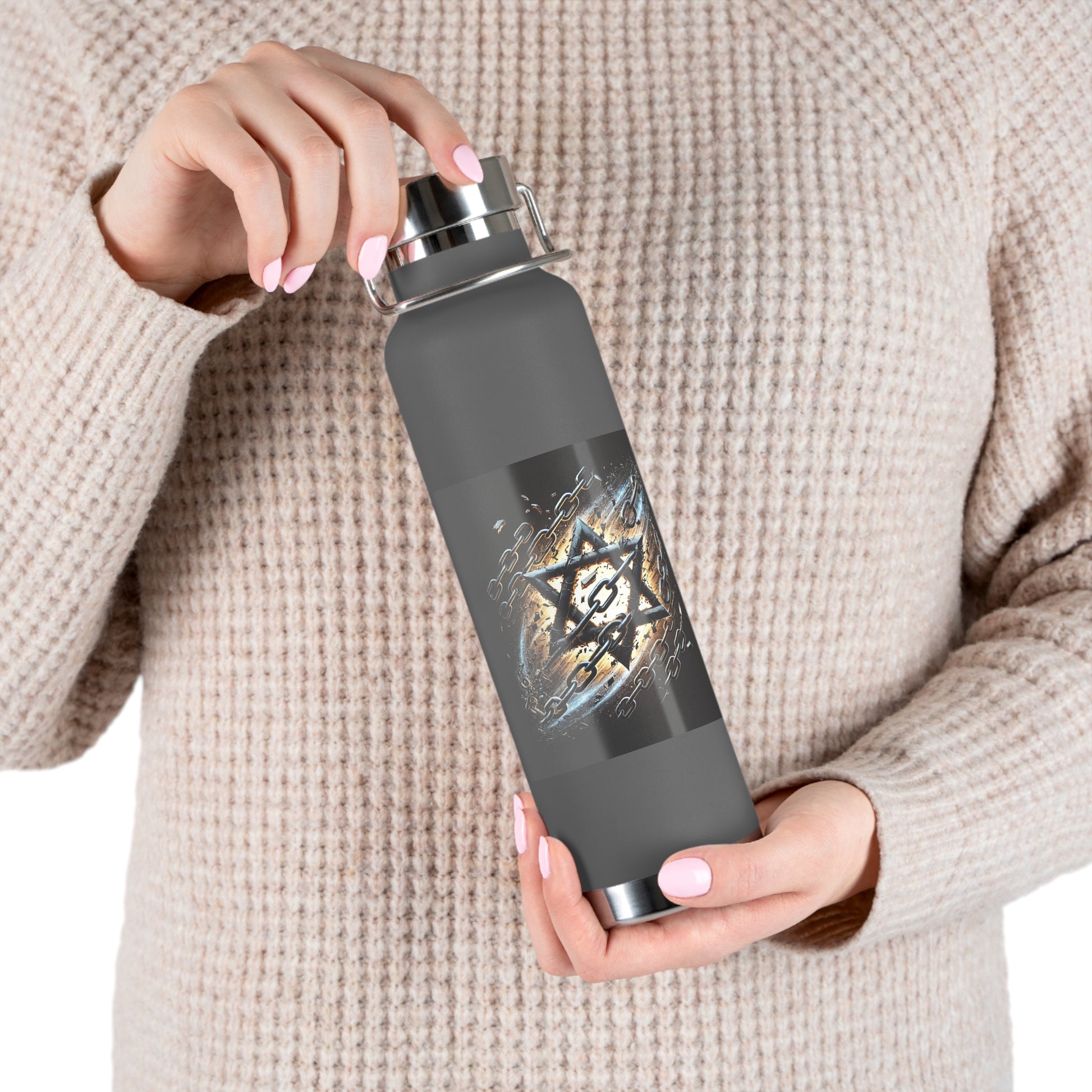 Galaxy Star of David Copper Vacuum Insulated Bottle, 22oz - American Zionist