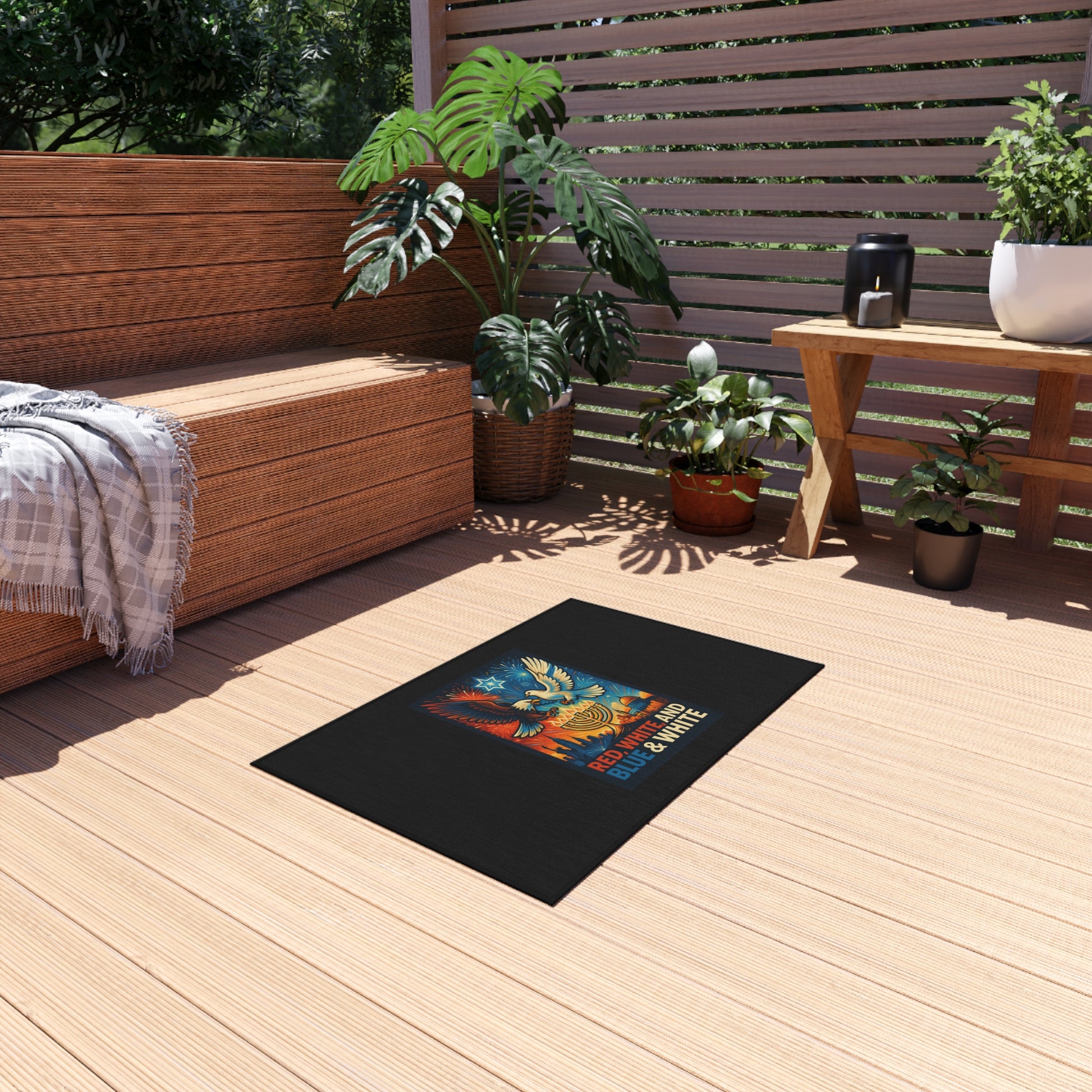 Red White and Blue Outdoor Rug - American Zionist