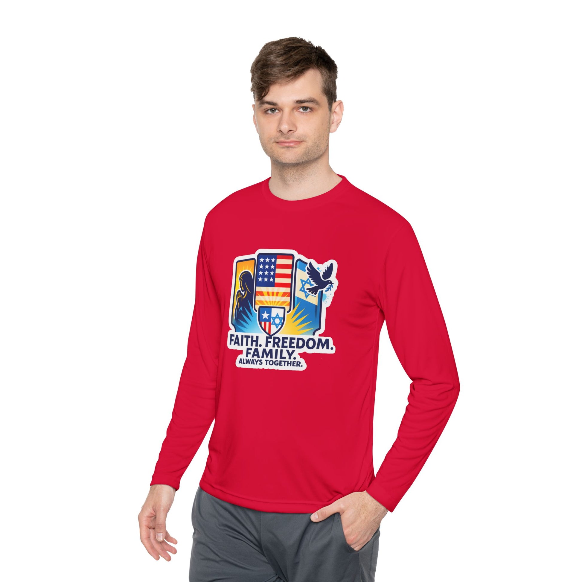 Faith Freedom Family Unisex Lightweight Long Sleeve Tee - American Zionist