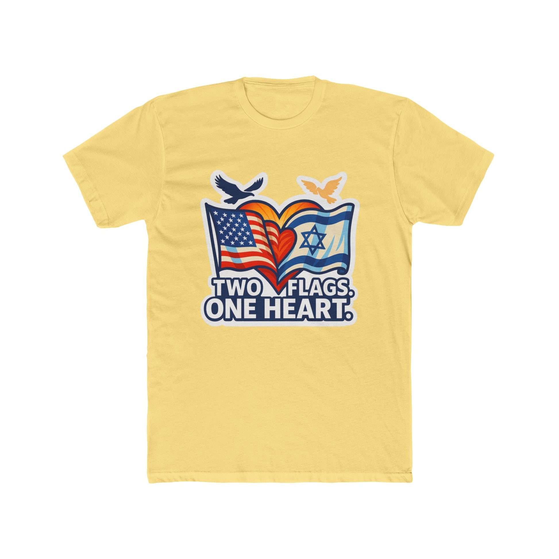 Two Flags. One Heart Unisex Cotton Crew Tee - American Zionist