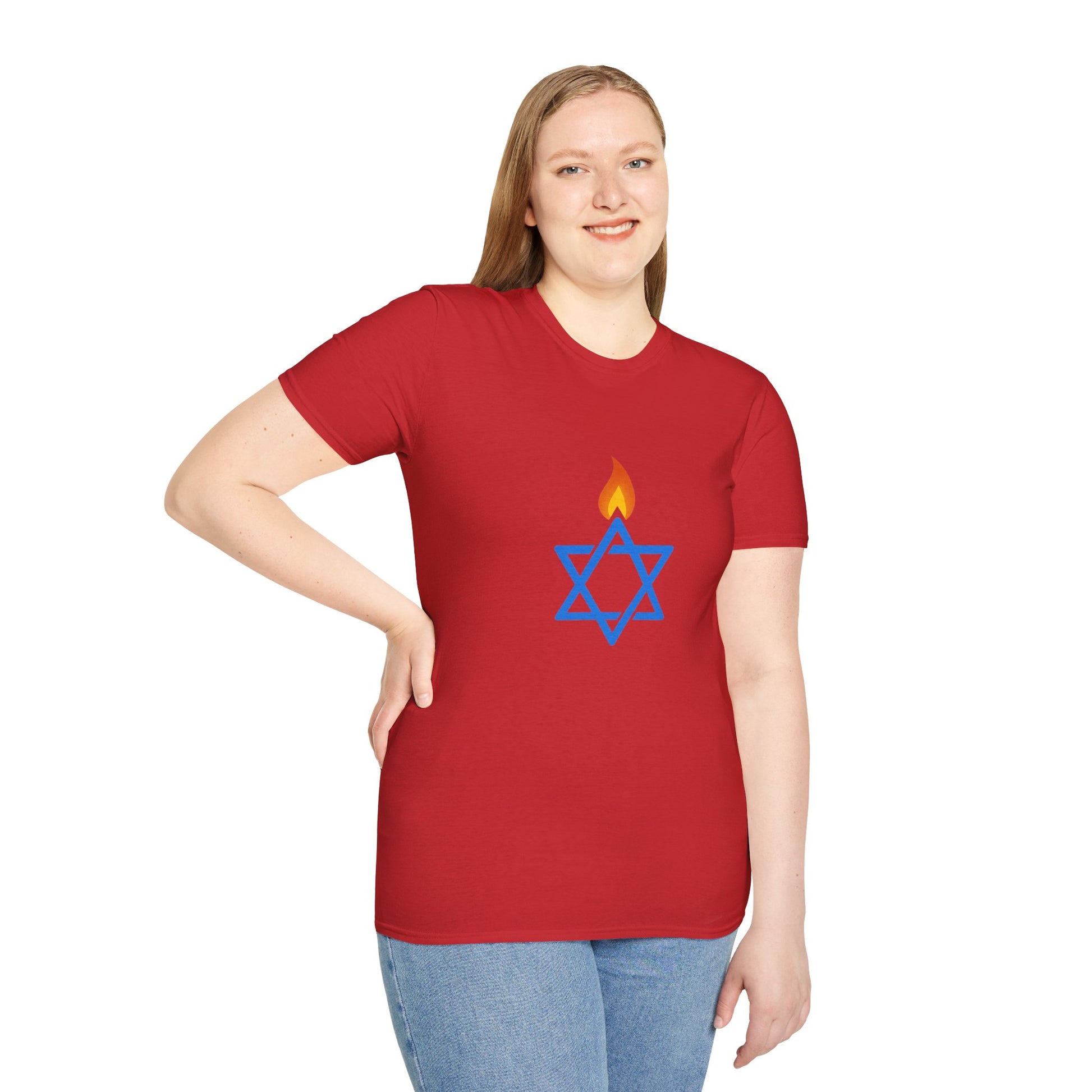 Fire Stars Of David Unisex Softstyle T-Shirt - American Zionist