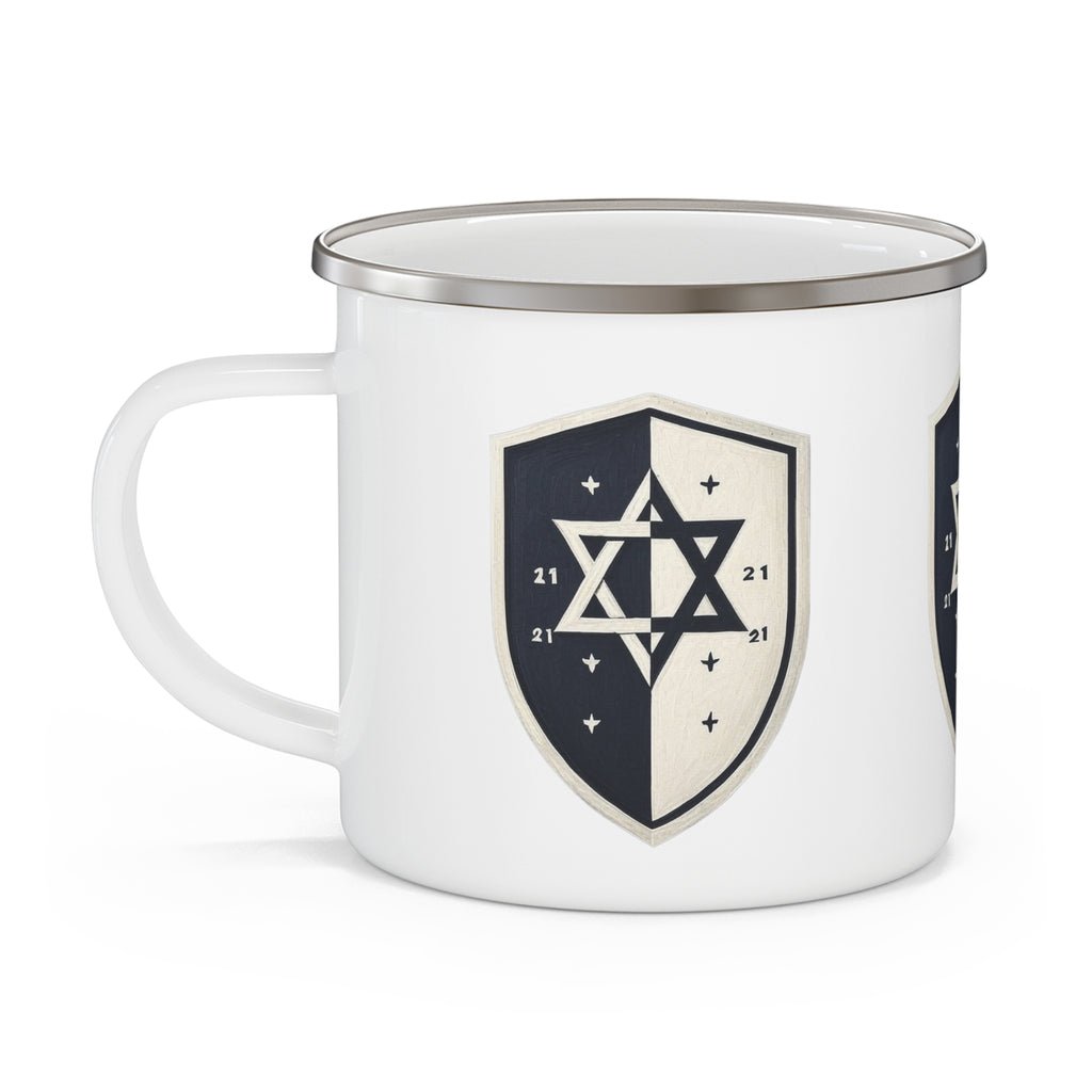 Black and White Shield Enamel Camping Mug - American Zionist