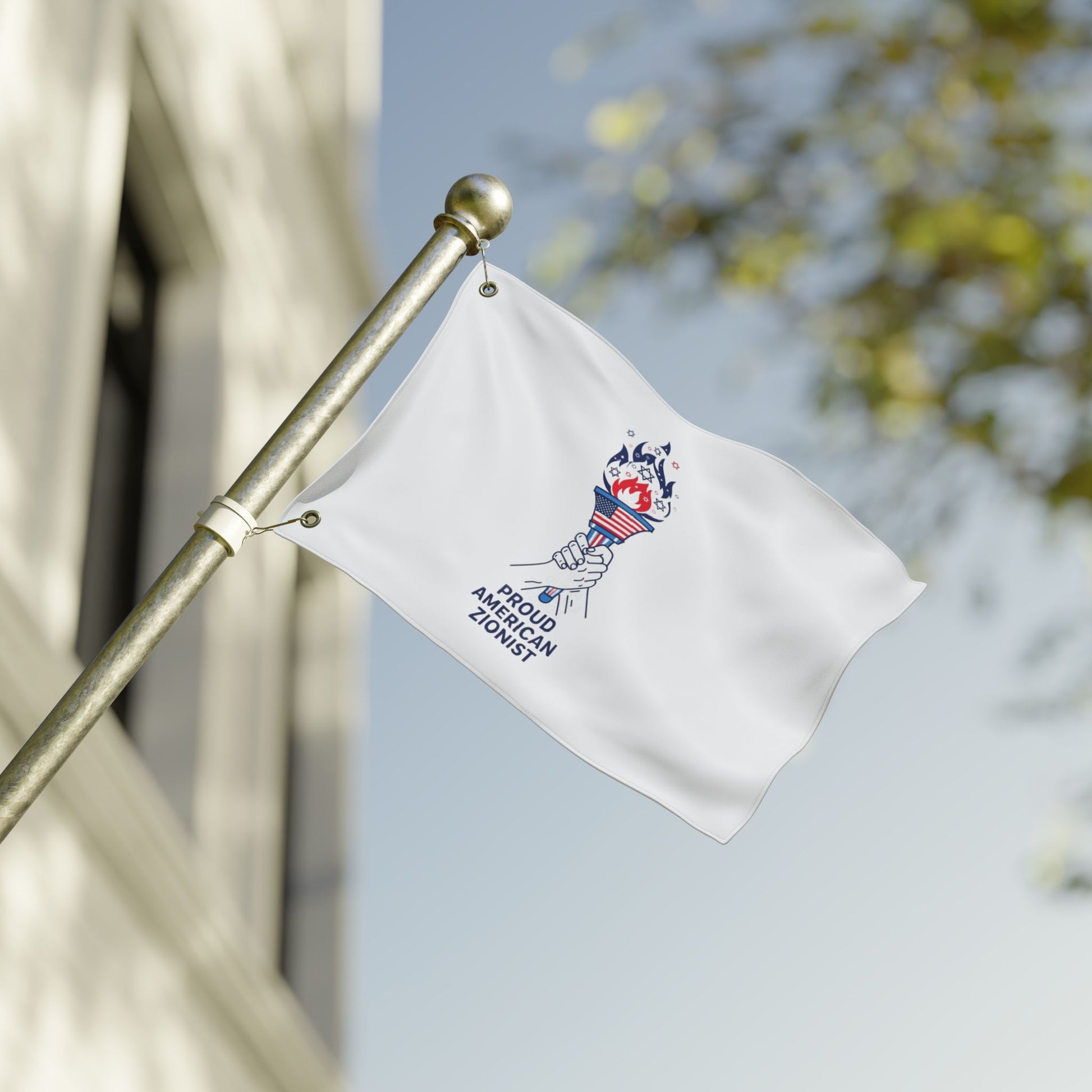 Proud American Zionist Torch Double Sided Flag - American Zionist