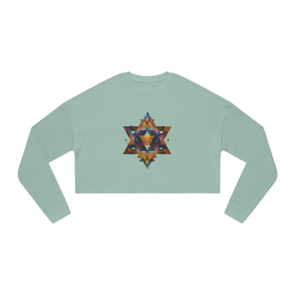 Star of David Geometric Women's Cropped Sweatshirt - American Zionist