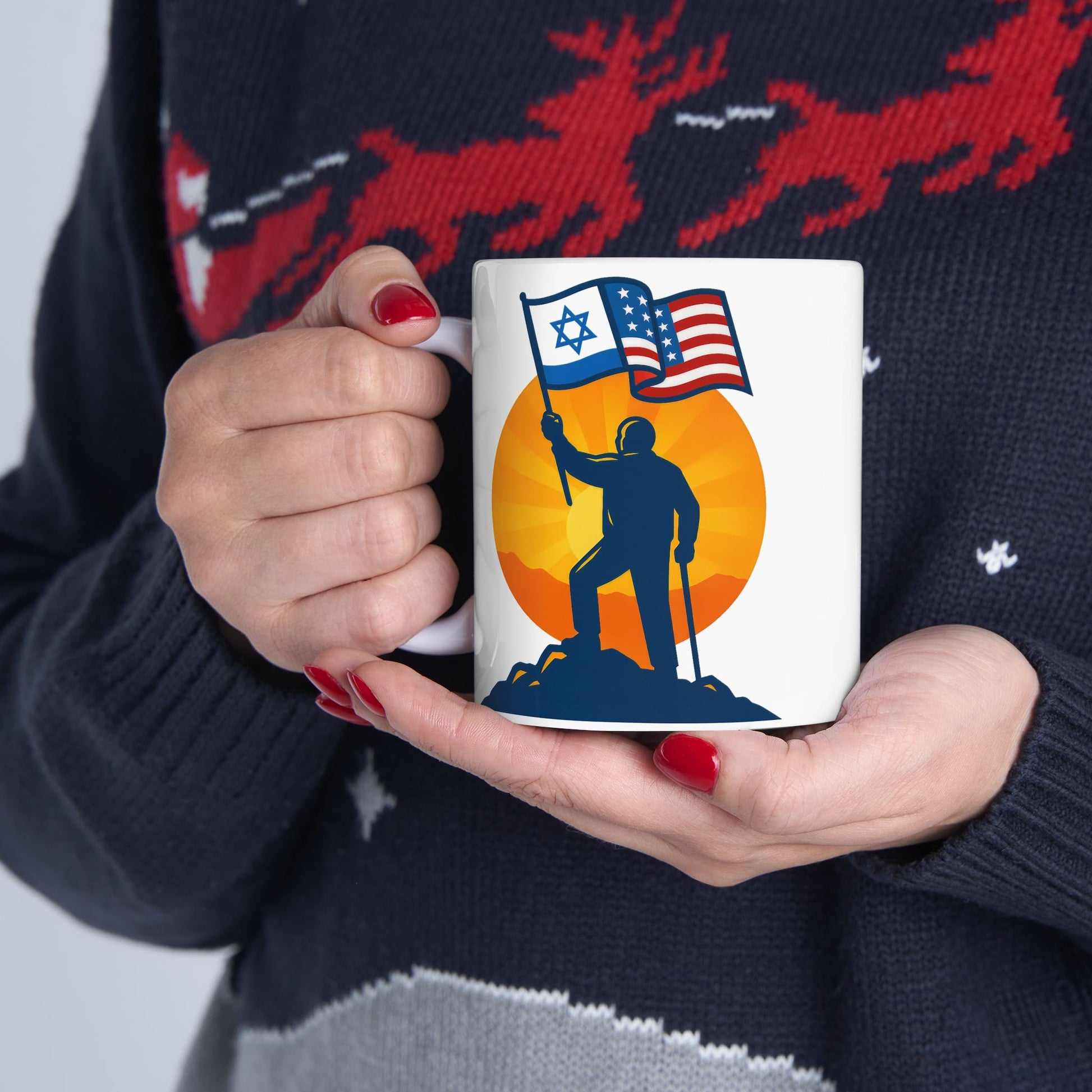 Grandpa Stands for Freedom Ceramic Mug, (11oz, 15oz) - American Zionist