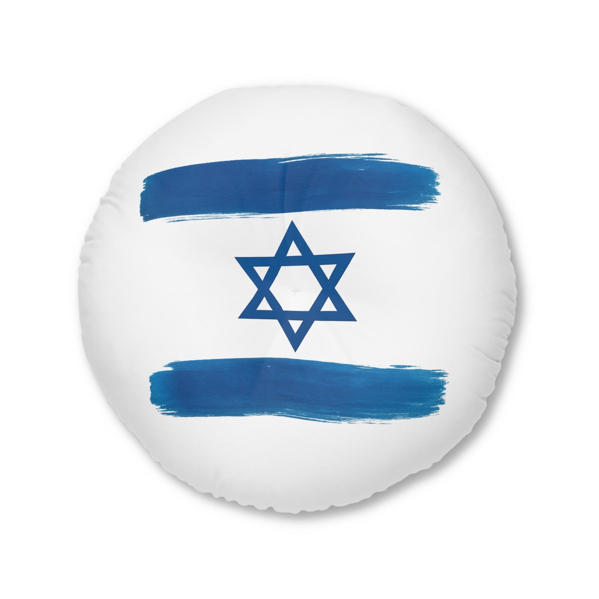 Blue Stars Of David Tufted Floor Pillow, Round - American Zionist
