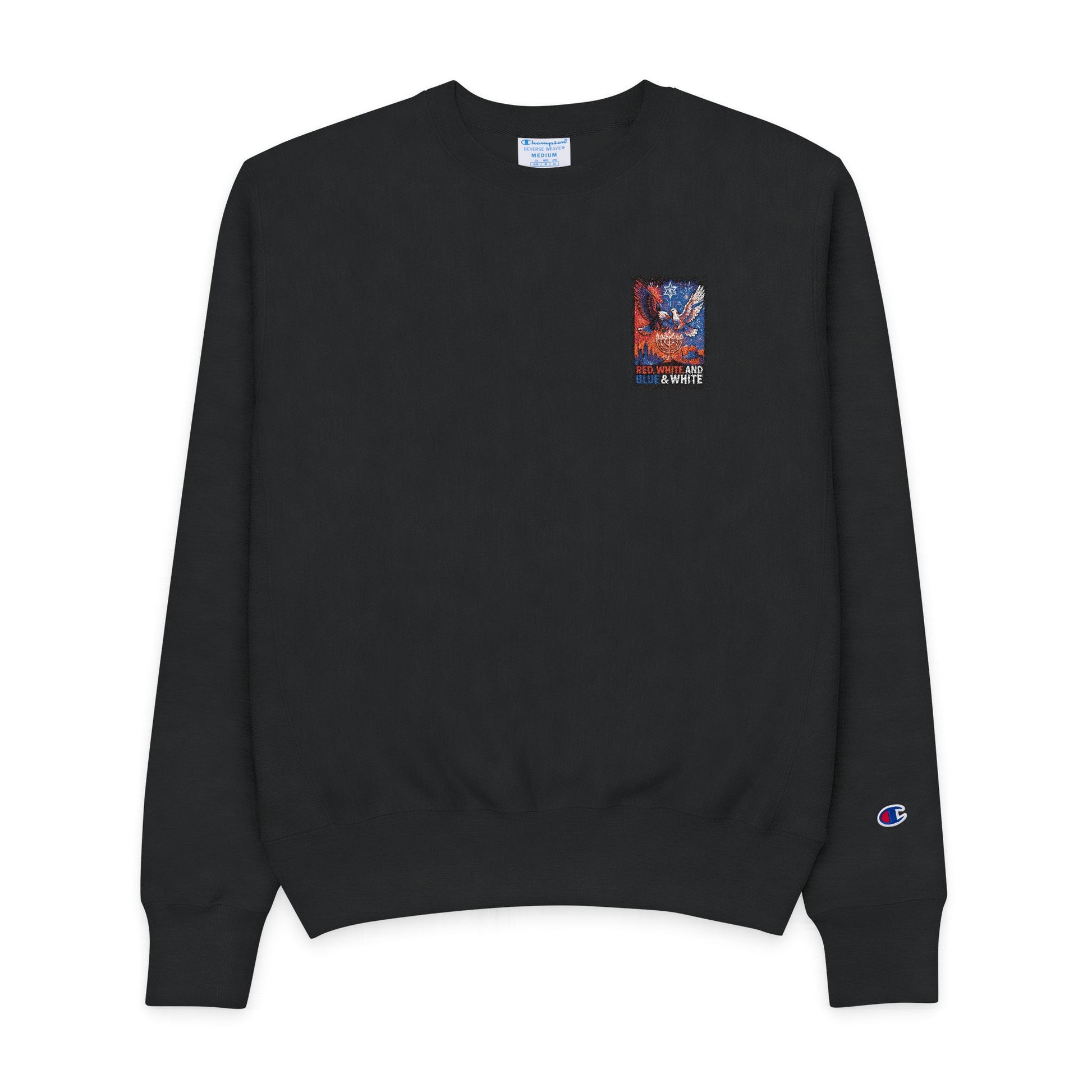 Red White and Blue Men's Champion Crewneck Sweatshirt - American Zionist
