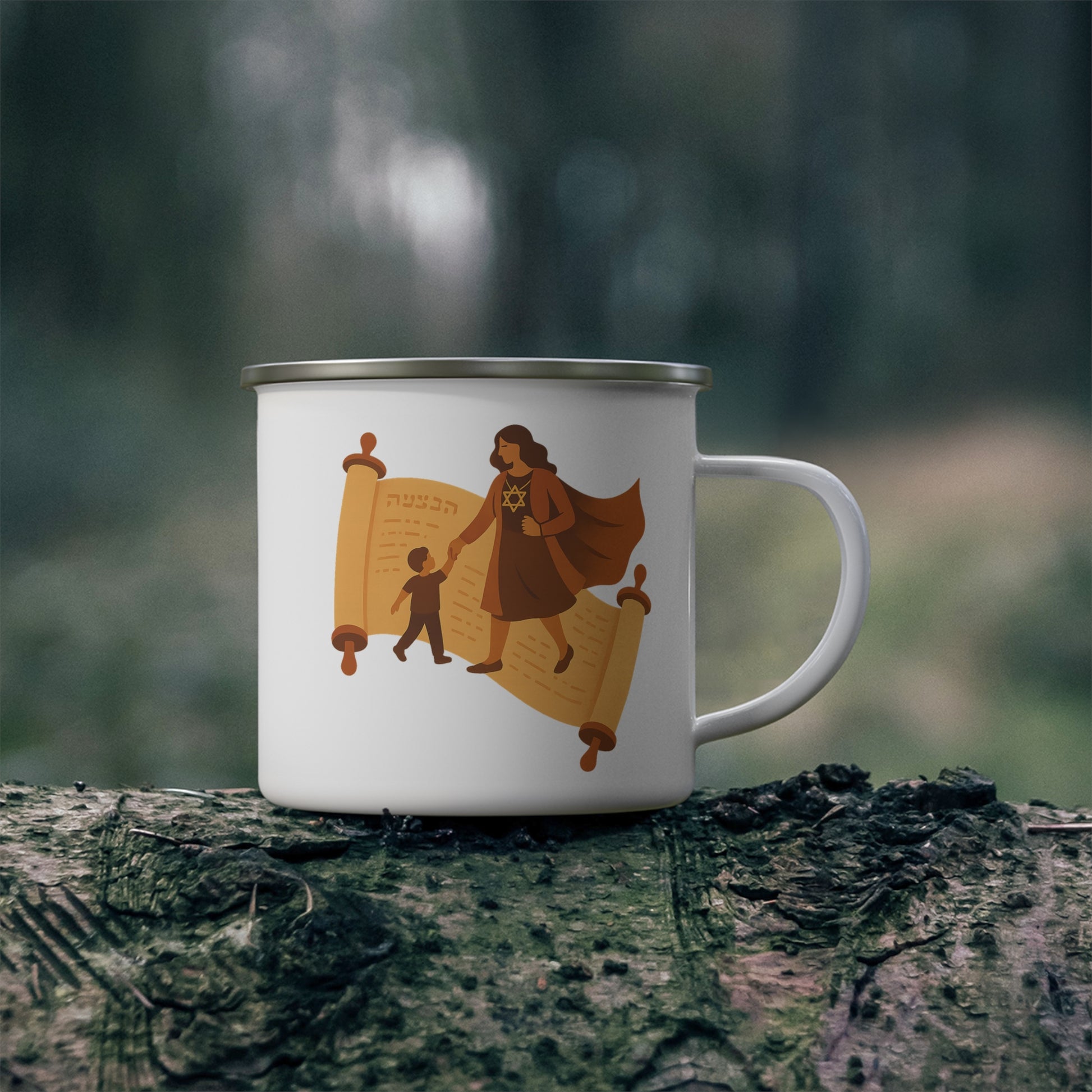 Mom Scroll Enamel Camping Mug - American Zionist