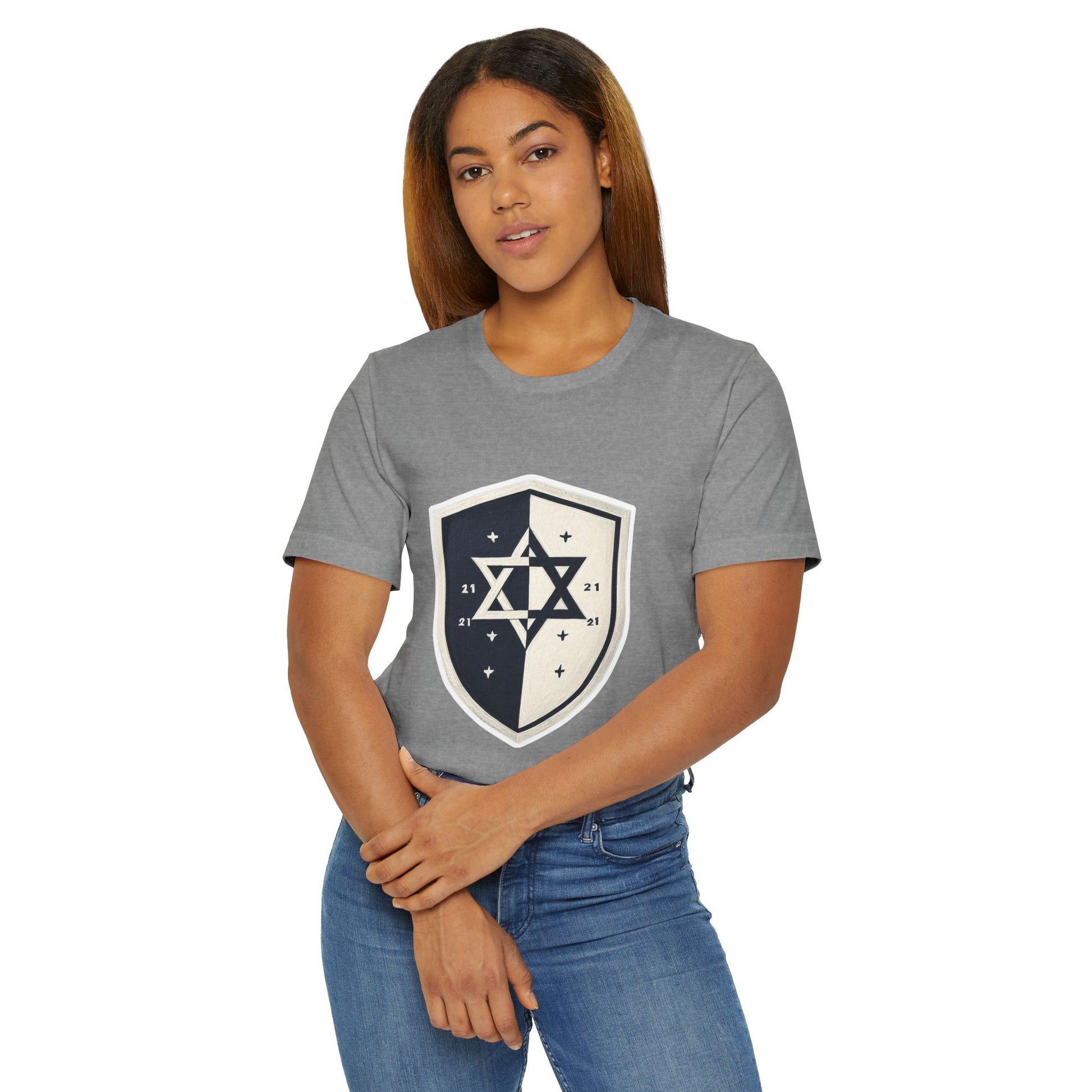 Black and White Shield Unisex Jersey T-Shirt - American Zionist