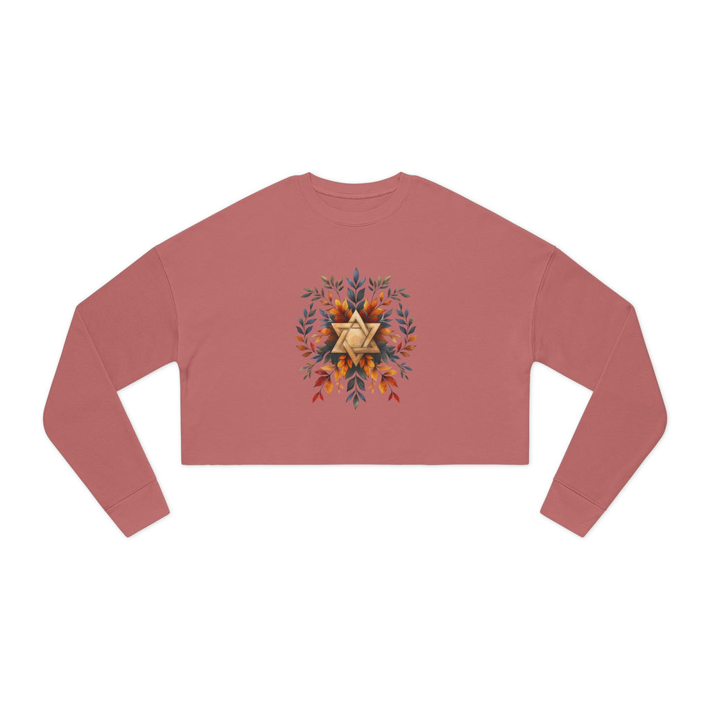 Star of David Wreath Transparent Women's Cropped Sweatshirt - American Zionist