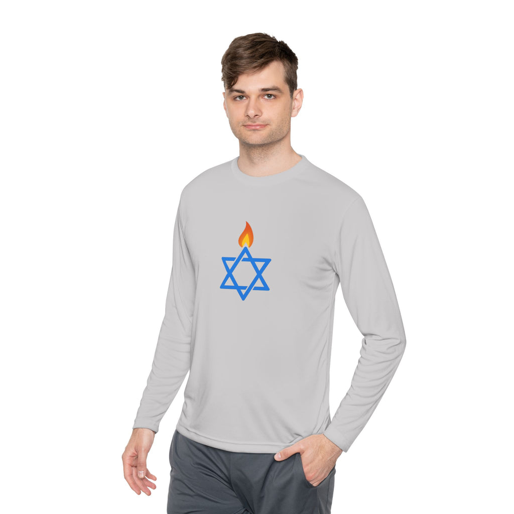 Fire Stars Of David Unisex Lightweight Long Sleeve Tee - American Zionist