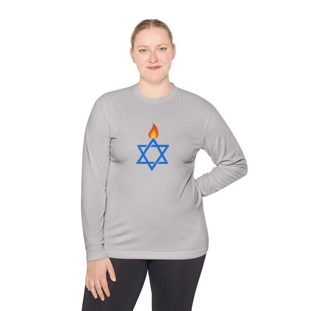 Fire Stars Of David Unisex Lightweight Long Sleeve Tee - American Zionist
