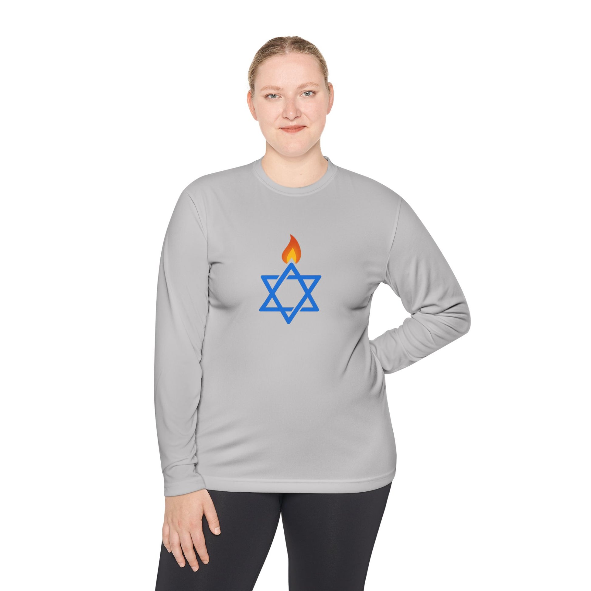 Fire Stars Of David Unisex Lightweight Long Sleeve Tee - American Zionist