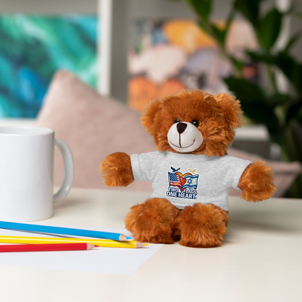 Two Flags. One Heart Stuffed Animals with Tee - American Zionist