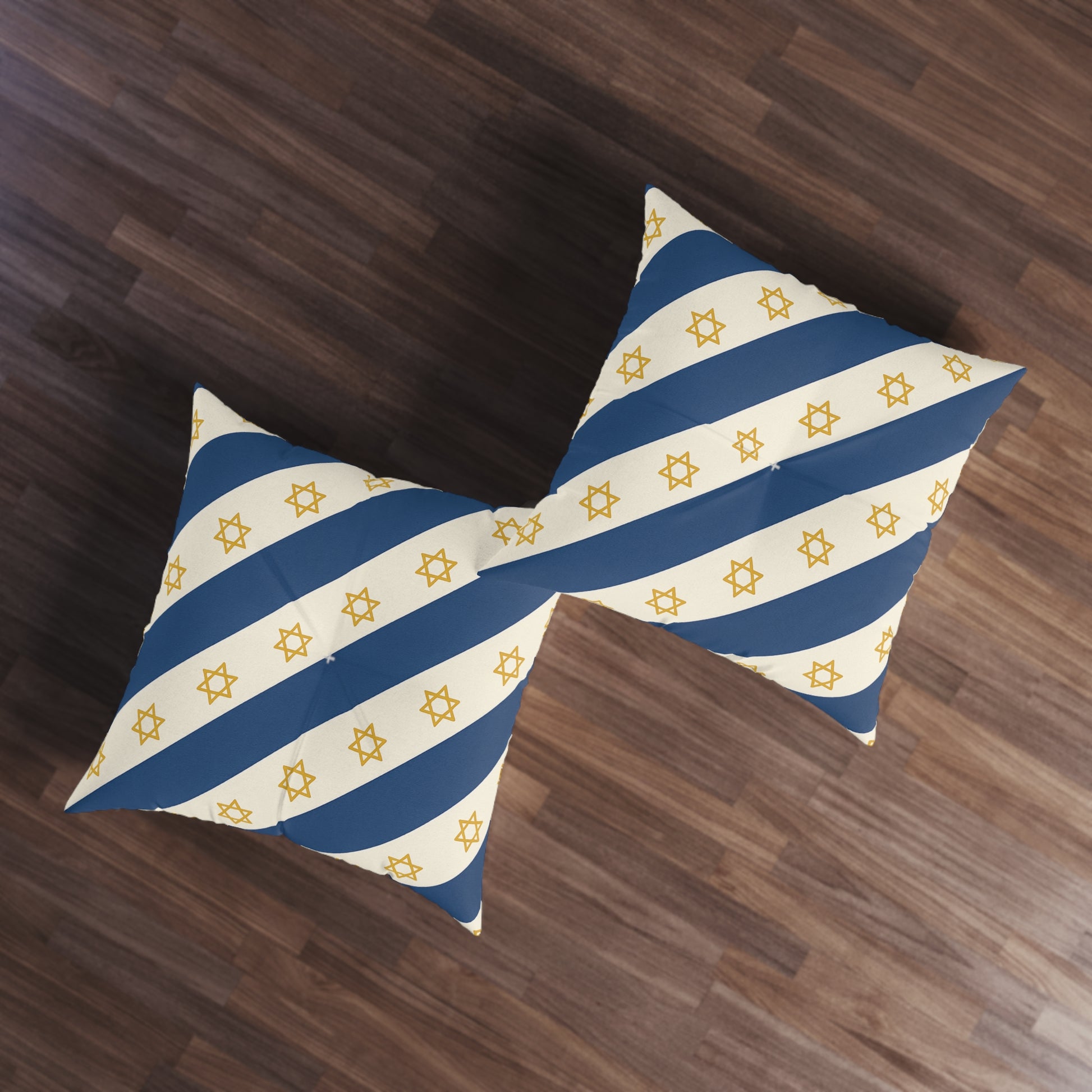 Israel Regalia Stripe Tufted Floor Pillow, Square - American Zionist