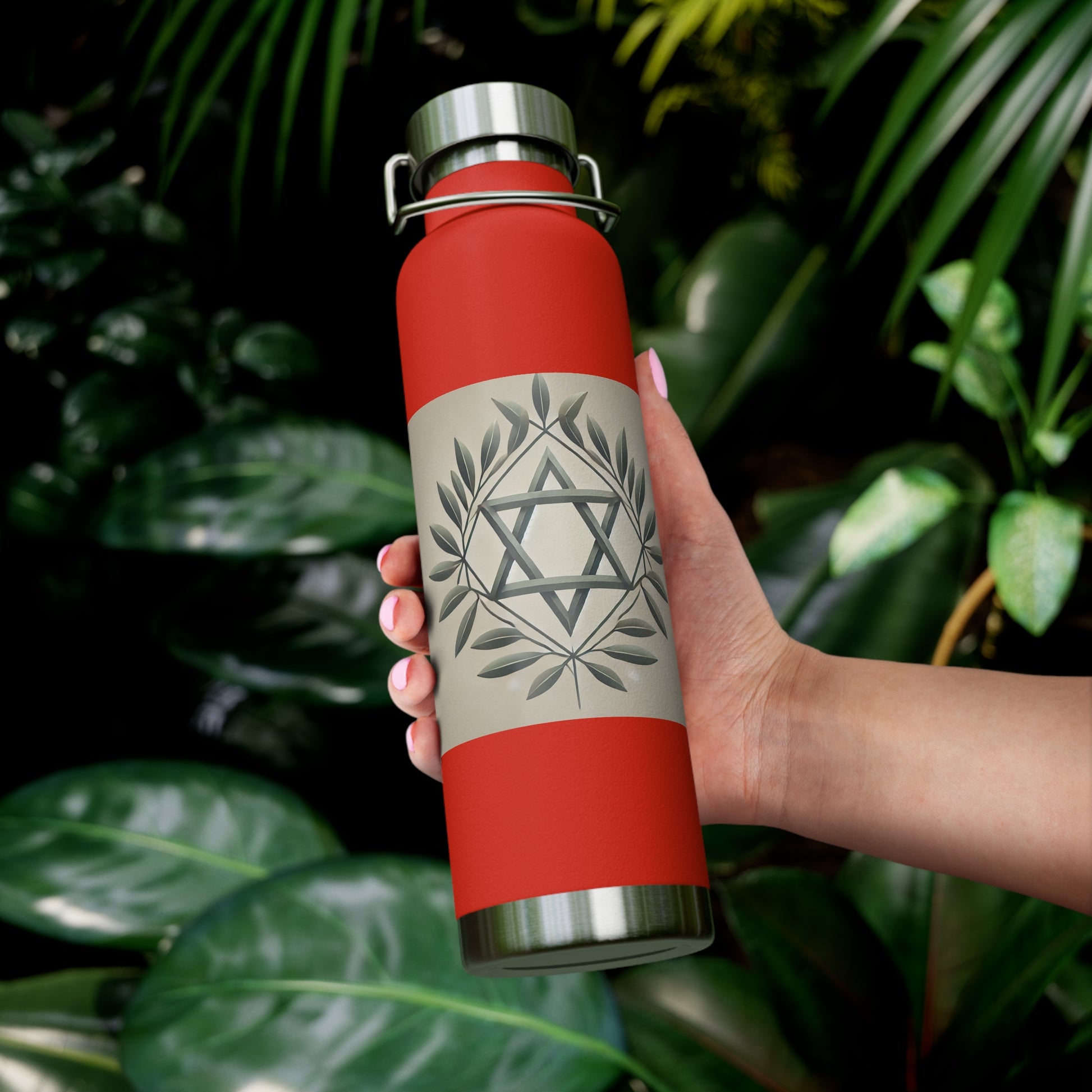 Olive and Star of David Copper Vacuum Insulated Bottle, 22oz - American Zionist
