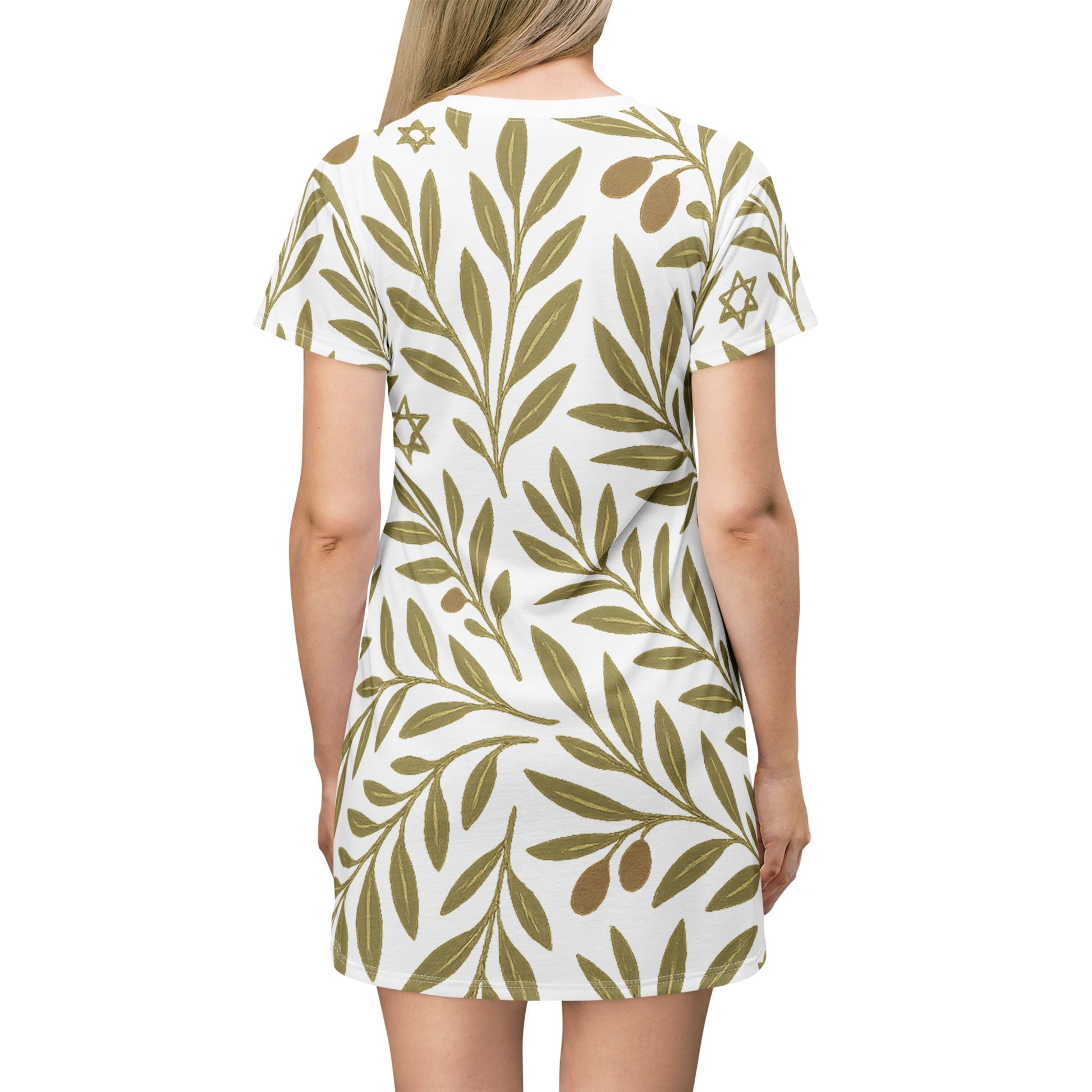 Olive Bloom T-Shirt Dress (AOP) - American Zionist