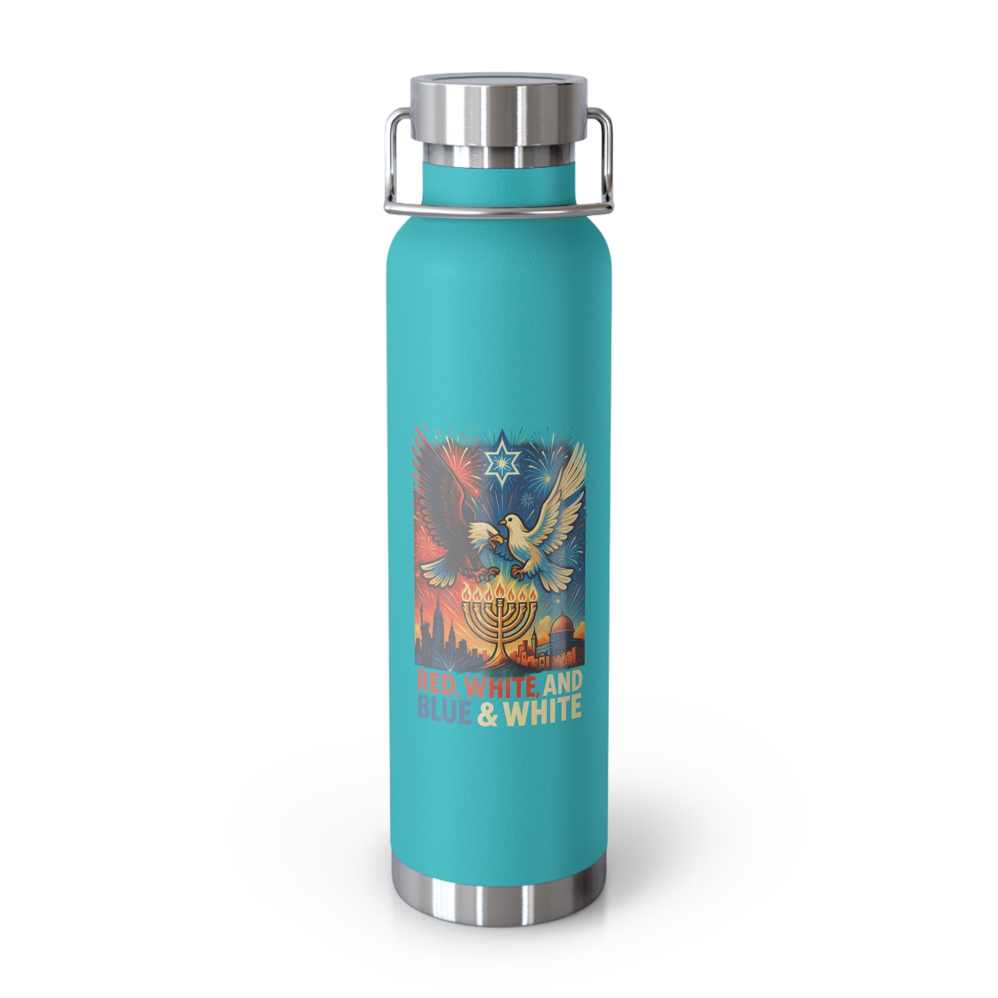 Red White and Blue Copper Vacuum Insulated Bottle, 22oz - American Zionist