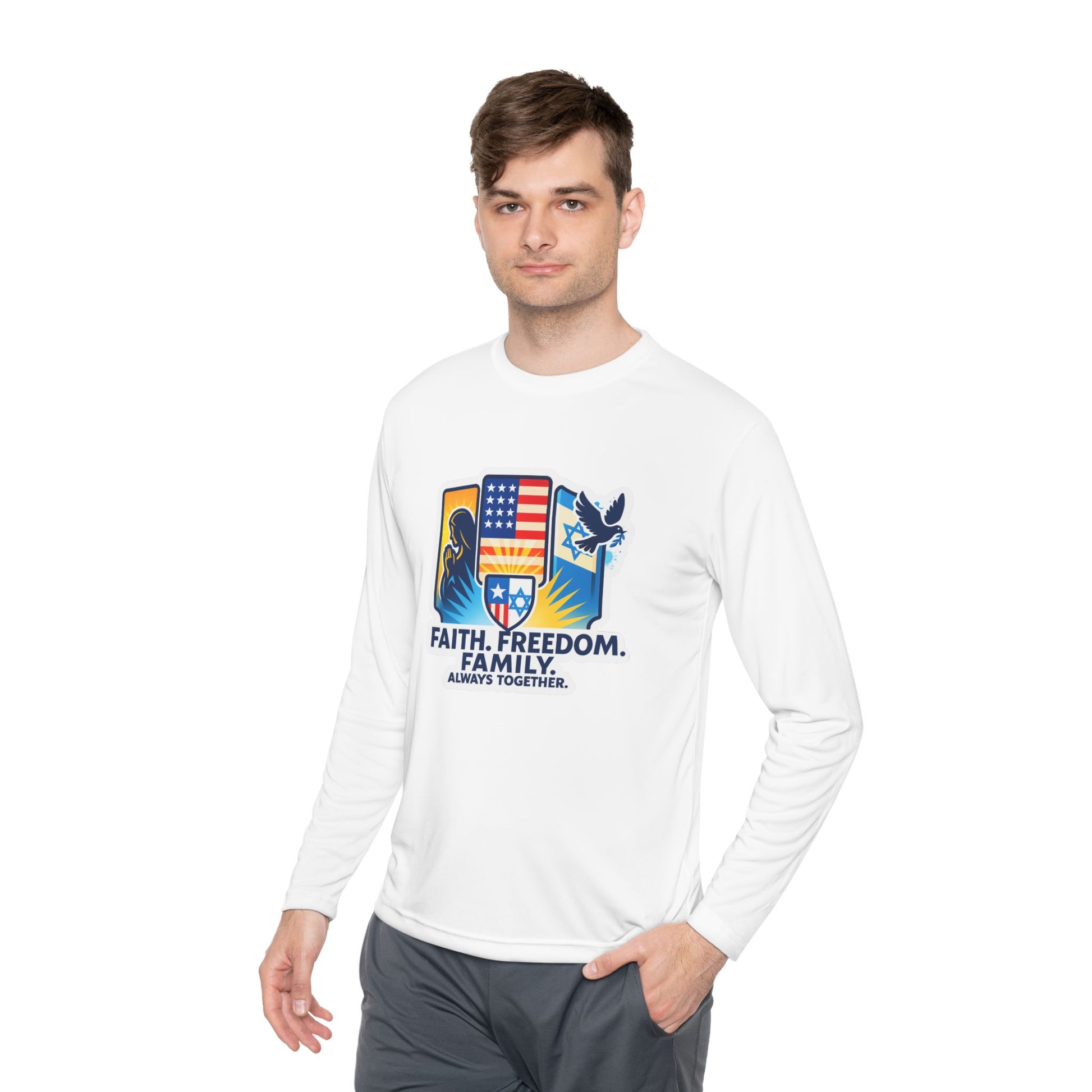 Faith Freedom Family Unisex Lightweight Long Sleeve Tee - American Zionist