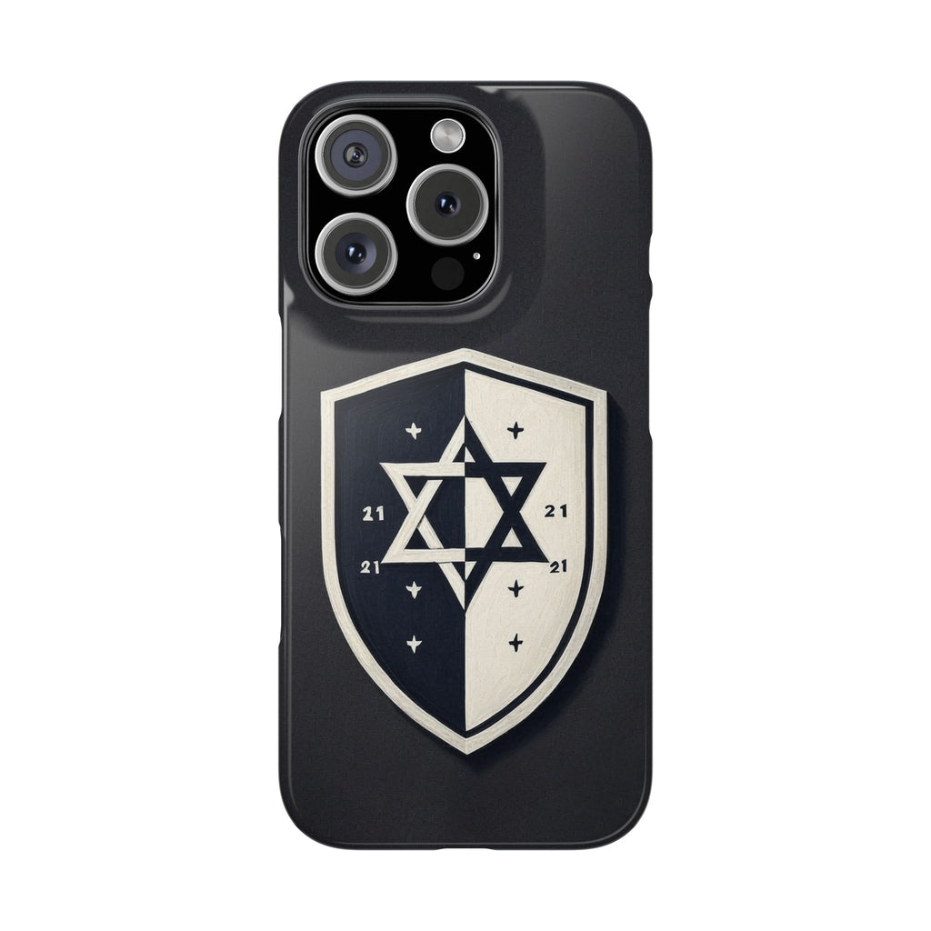 Black and White Shield Slim Phone Cases - American Zionist
