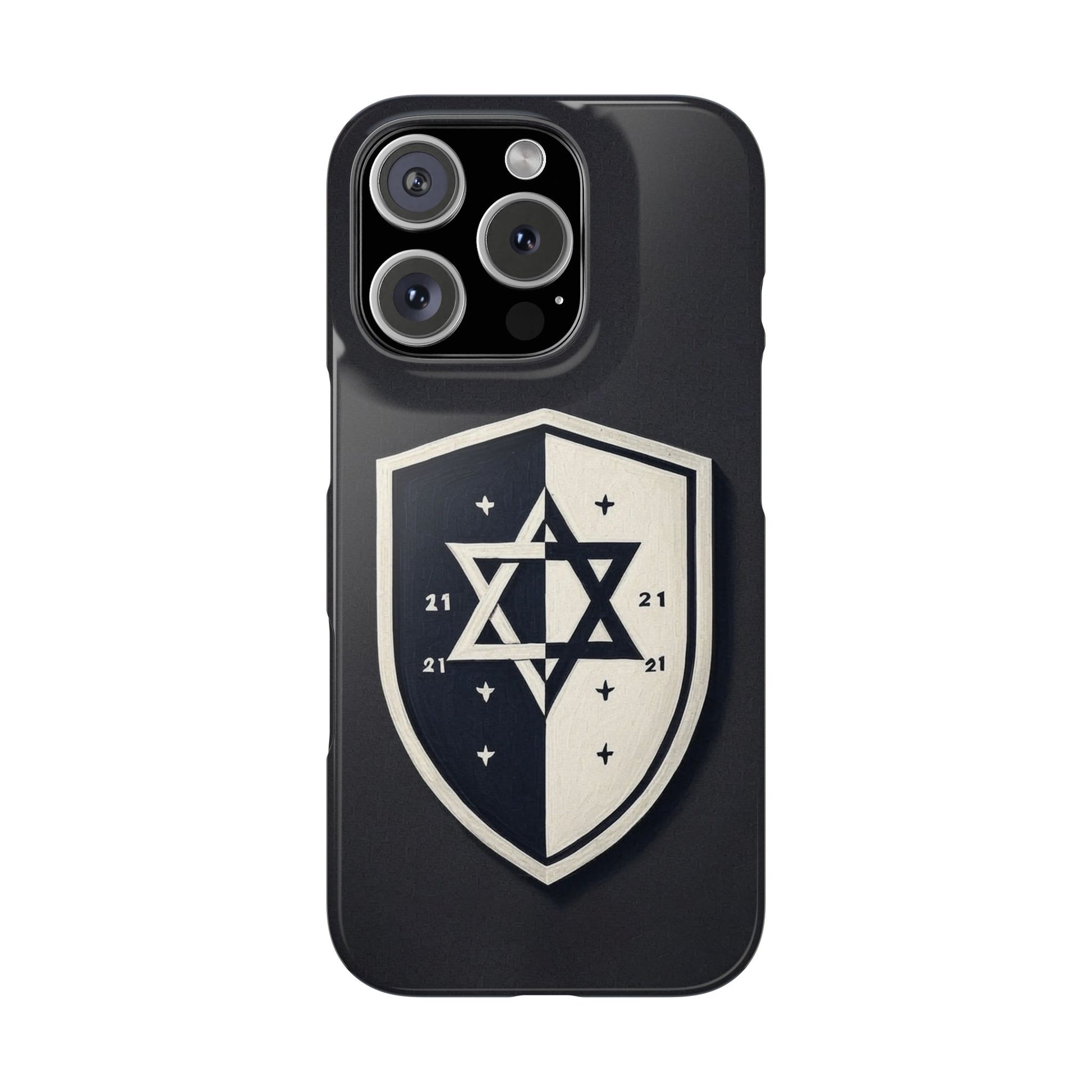 Black and White Shield Slim Phone Cases - American Zionist