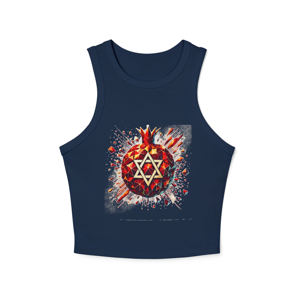Pomegranate Star of David Women's Micro Rib Racer Tank Top - American Zionist