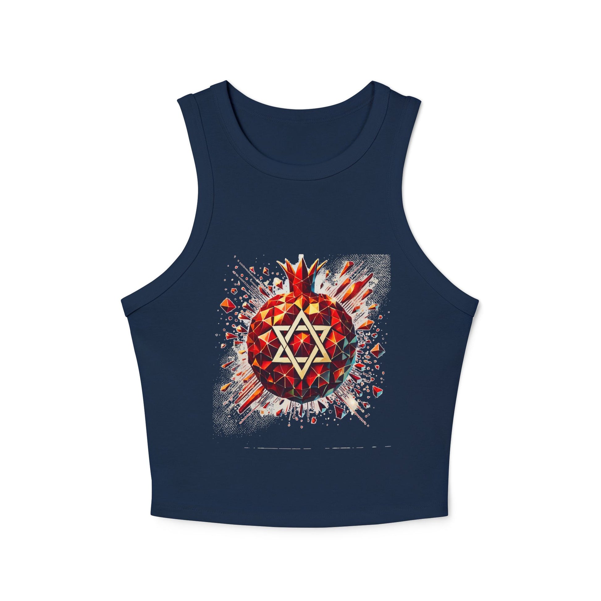 Pomegranate Star of David Women's Micro Rib Racer Tank Top - American Zionist