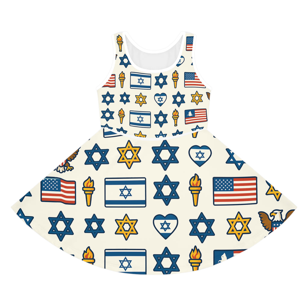 Symbol of Shared Freedom Girls' Sleeveless Sundress (AOP) - American Zionist