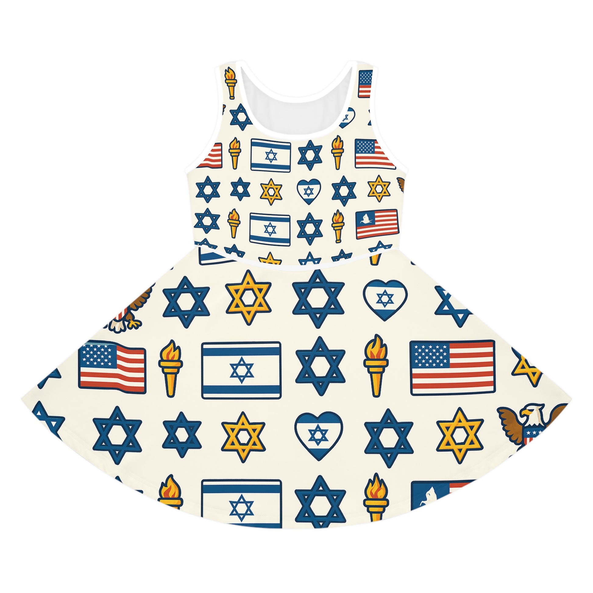 Symbol of Shared Freedom Girls' Sleeveless Sundress (AOP) - American Zionist