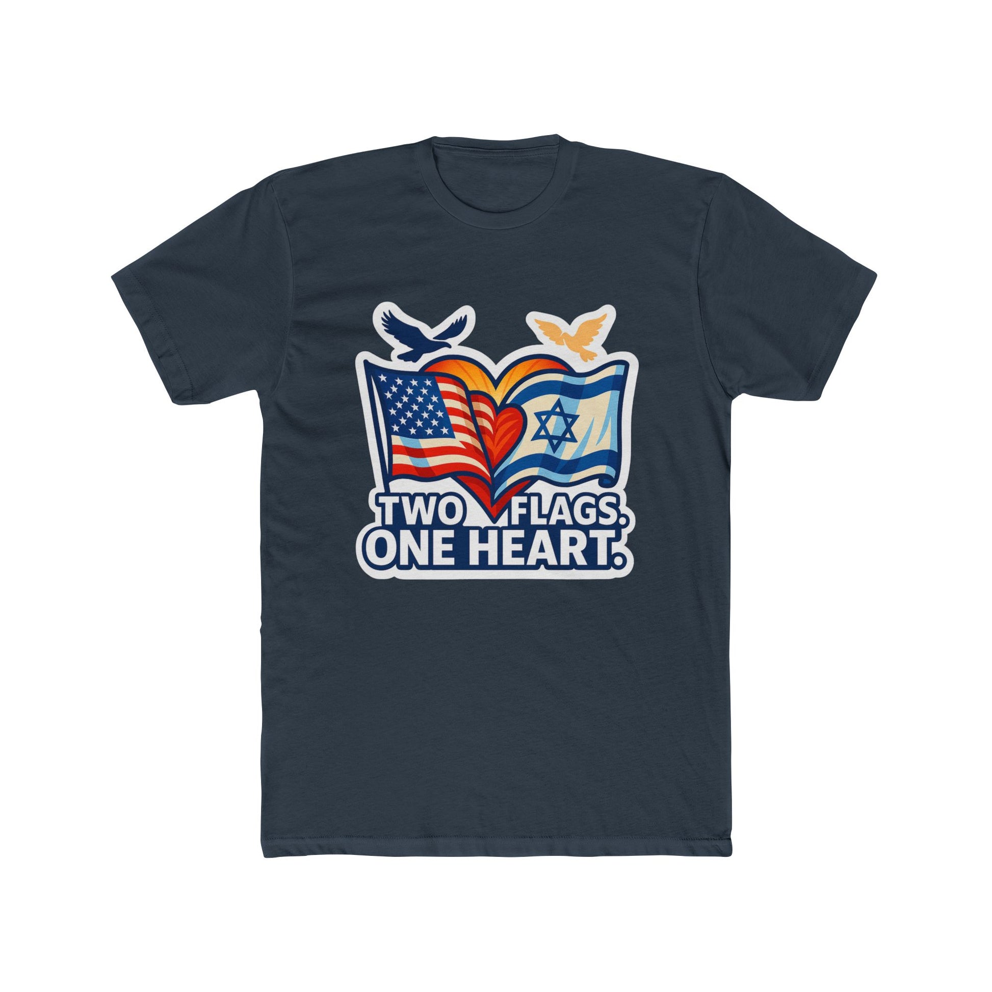 Two Flags. One Heart Unisex Cotton Crew Tee - American Zionist