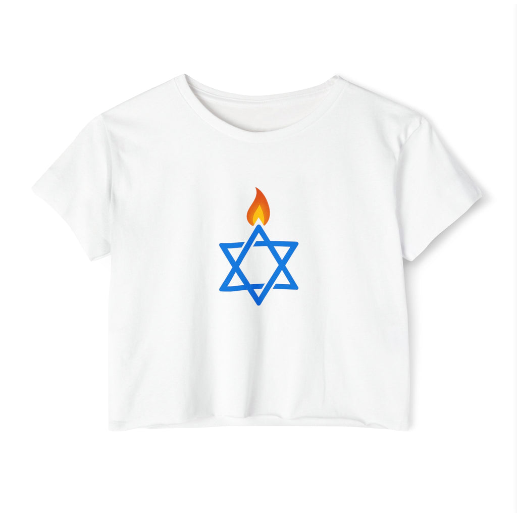 Fire Stars Of David Women's Festival Crop Top - American Zionist