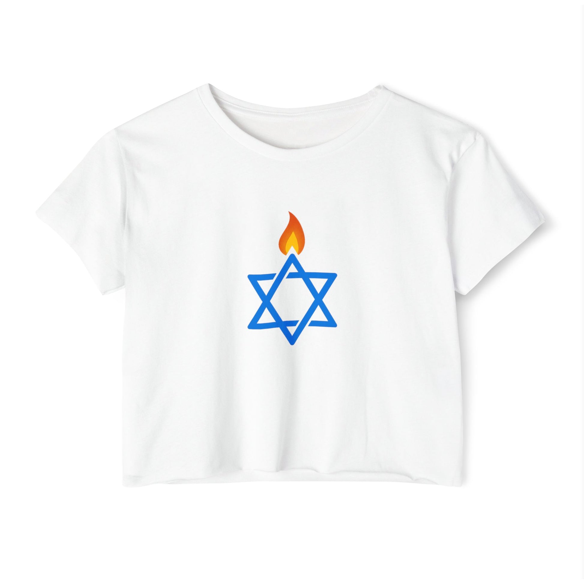 Fire Stars Of David Women's Festival Crop Top - American Zionist