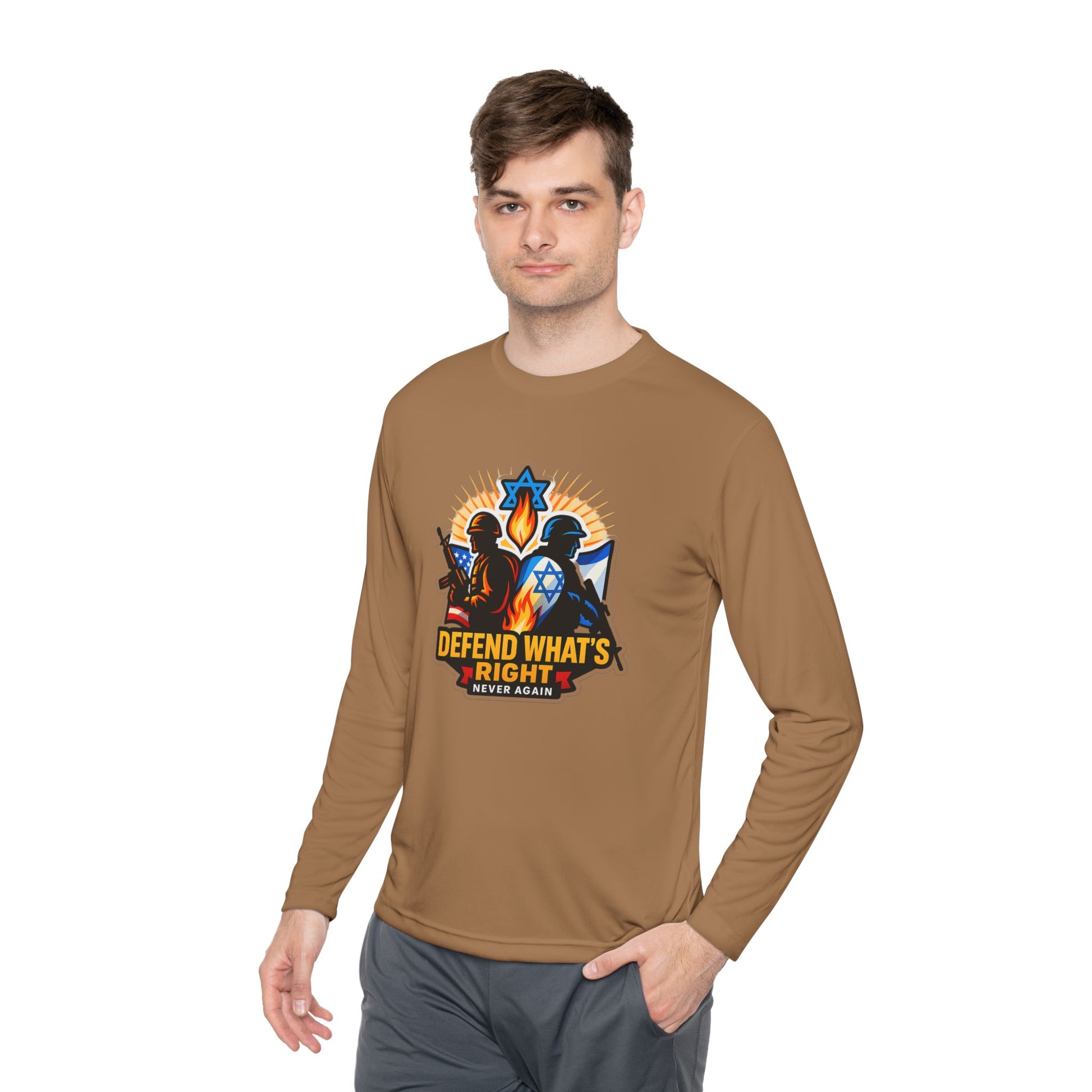 Defend What's Right Unisex Lightweight Long Sleeve Tee - American Zionist