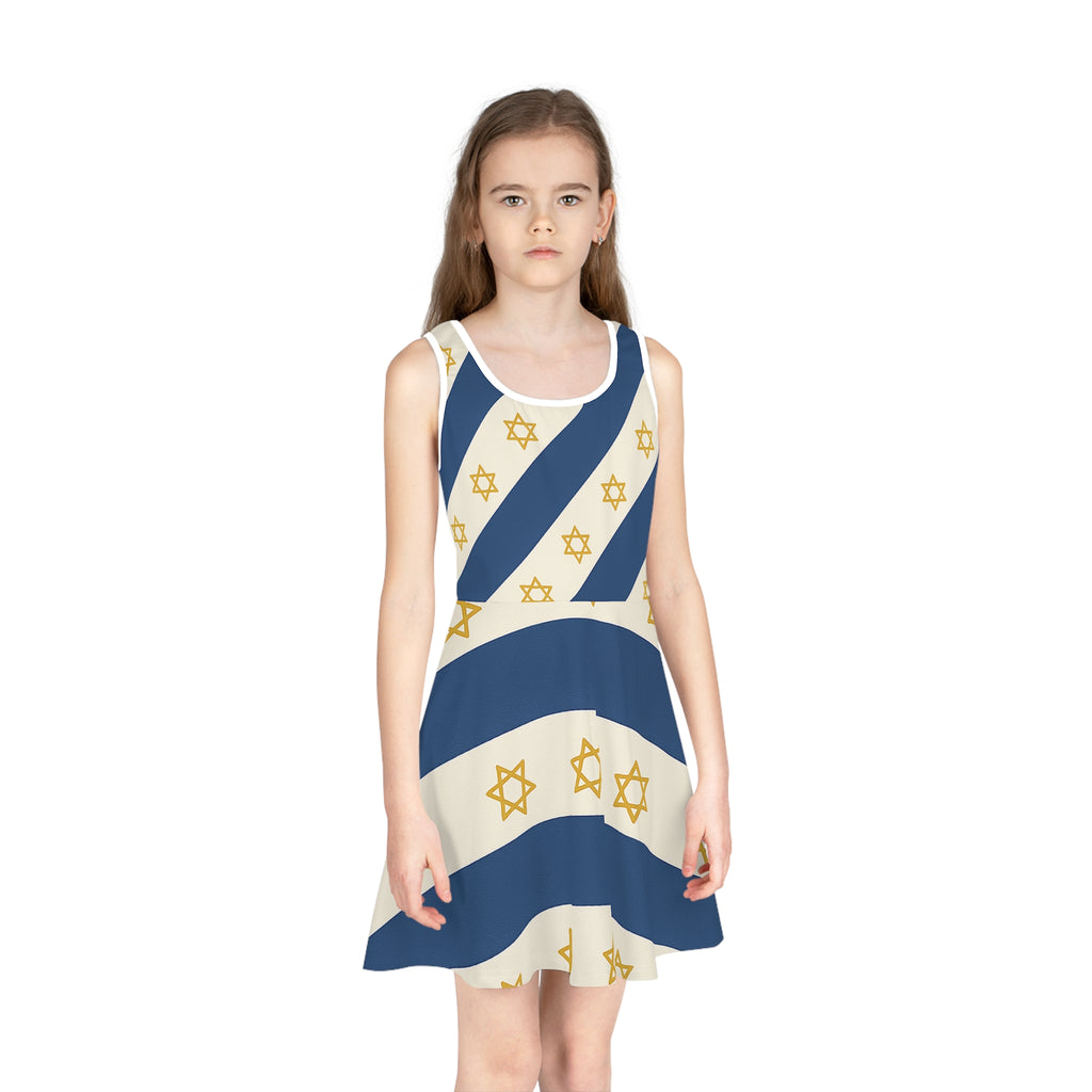 Israel Regalia Stripe Girls' Sleeveless Sundress (AOP) - American Zionist