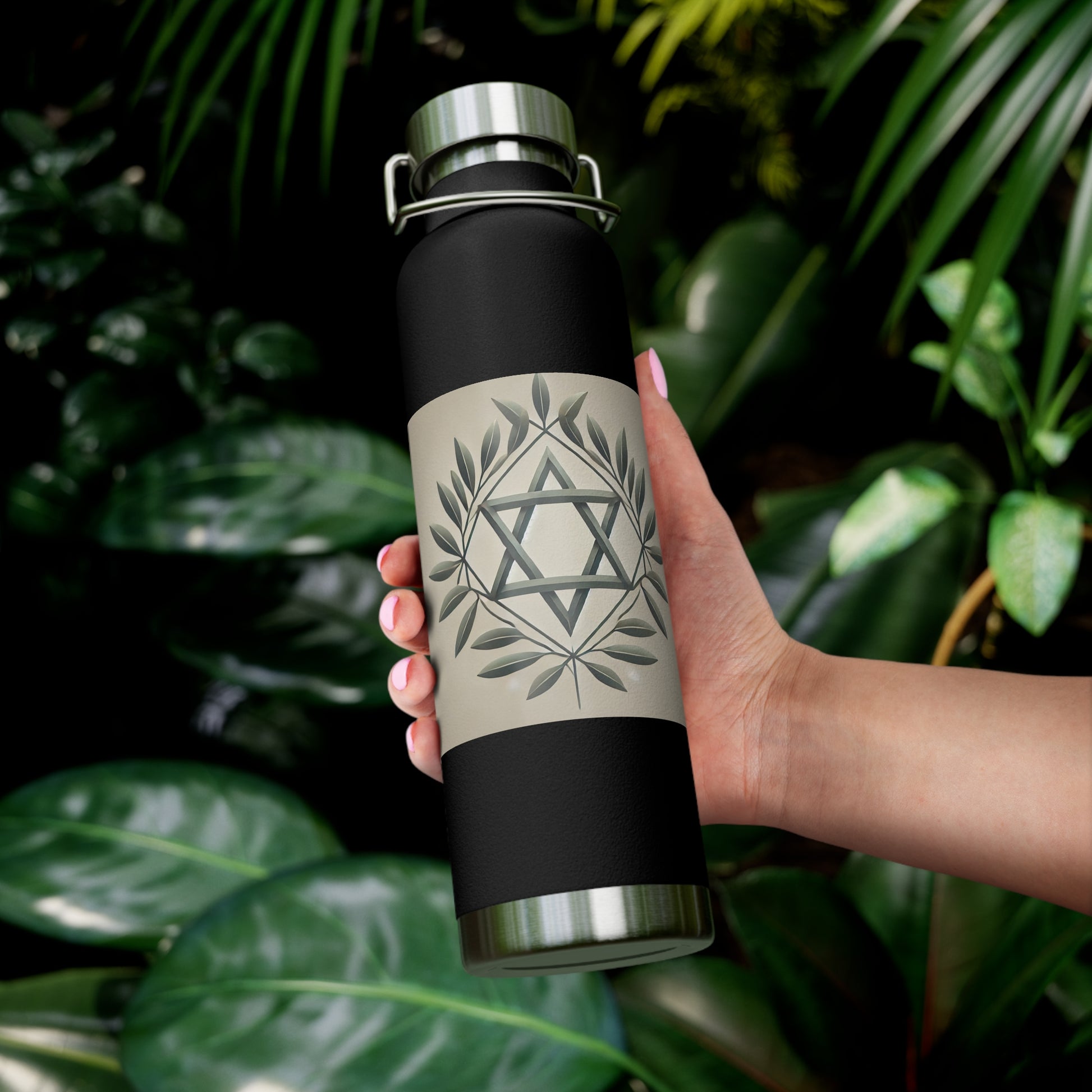 Olive and Star of David Copper Vacuum Insulated Bottle, 22oz - American Zionist