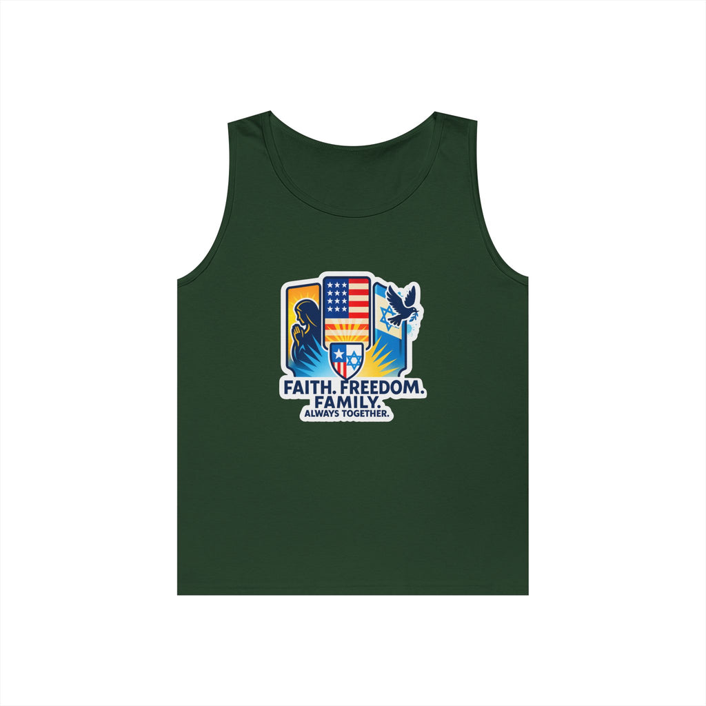 Faith Freedom Family Unisex Heavy Cotton Tank Top - American Zionist