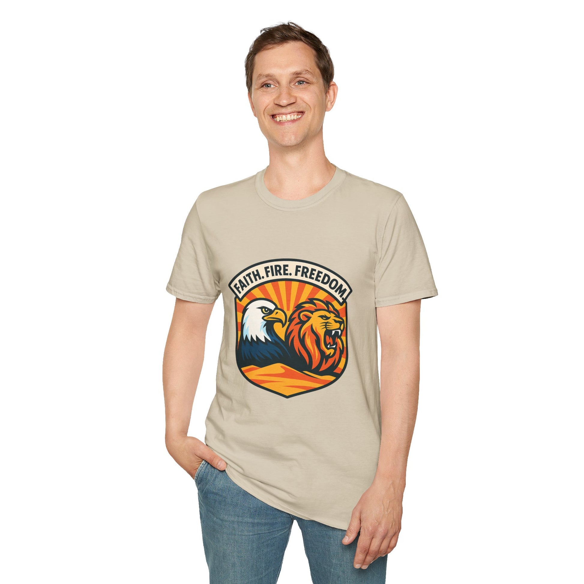 Lions Eagles Rise Unisex Softstyle T-Shirt - American Zionist