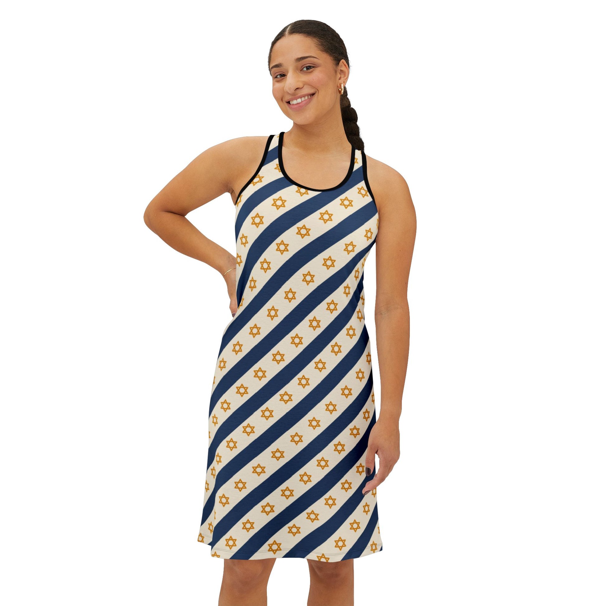 Israel Regalia Stripe Women's Racerback Dress (AOP) - American Zionist