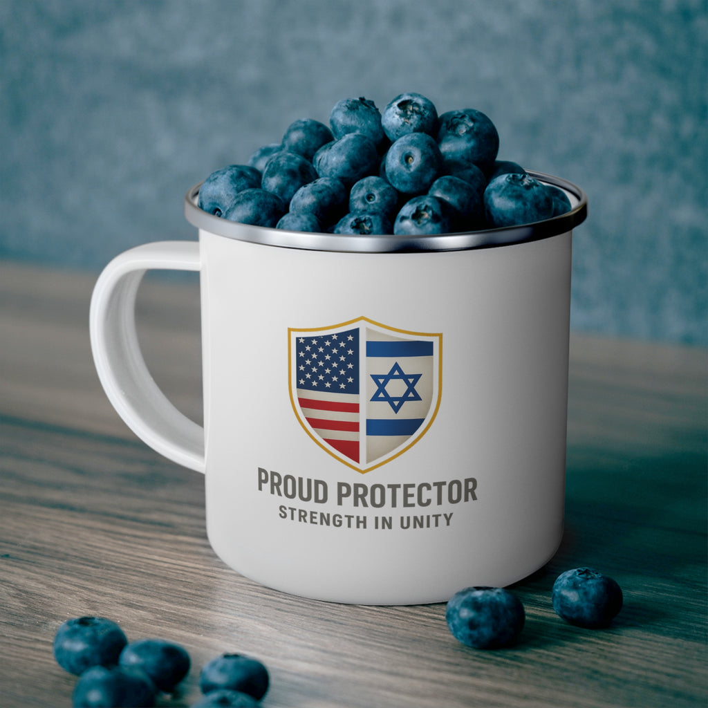 Proud Protector Enamel Camping Mug - American Zionist
