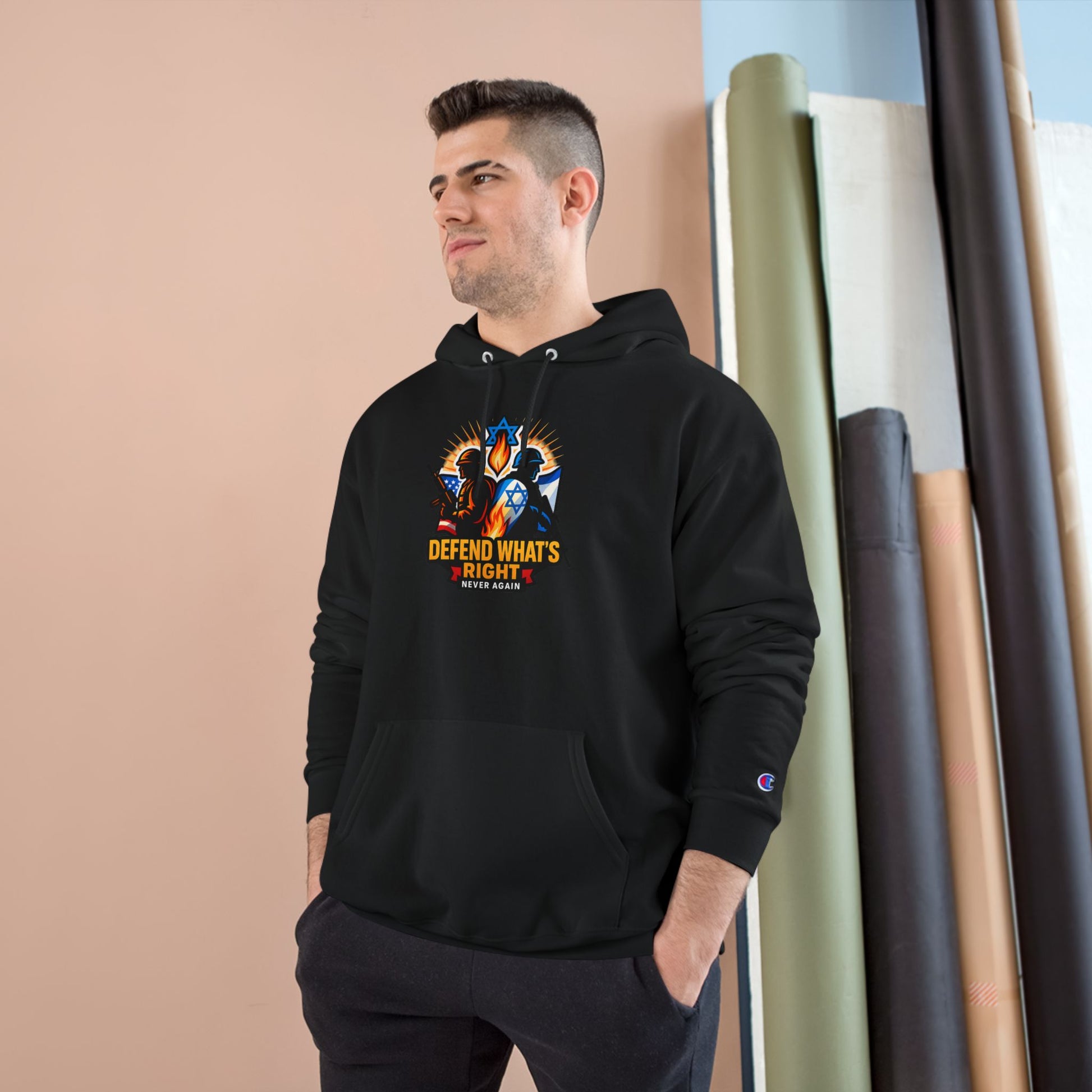 Defend What's Right Champion Hoodie - American Zionist