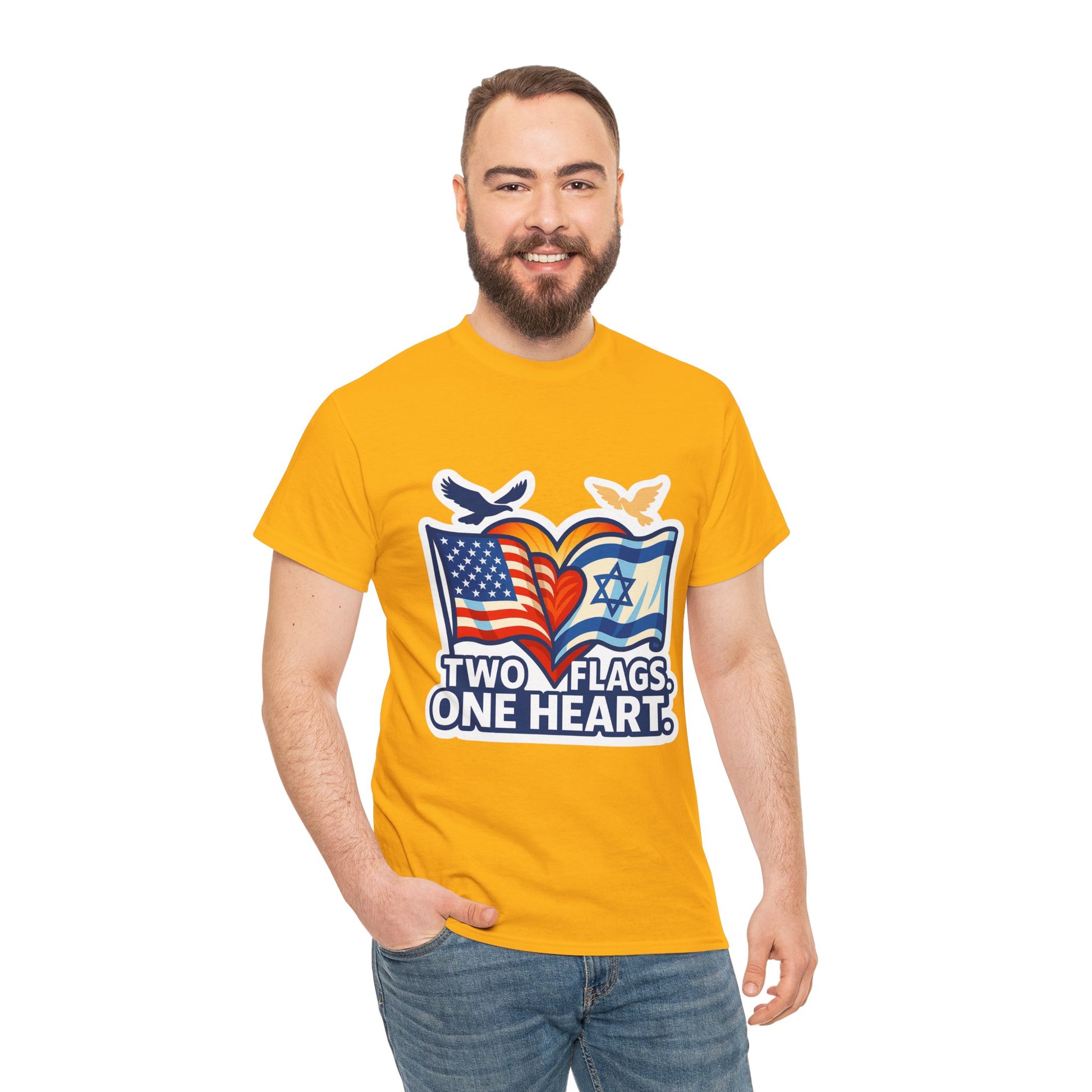 Two Flags One Heart Unisex Heavy Cotton Tee - American Zionist