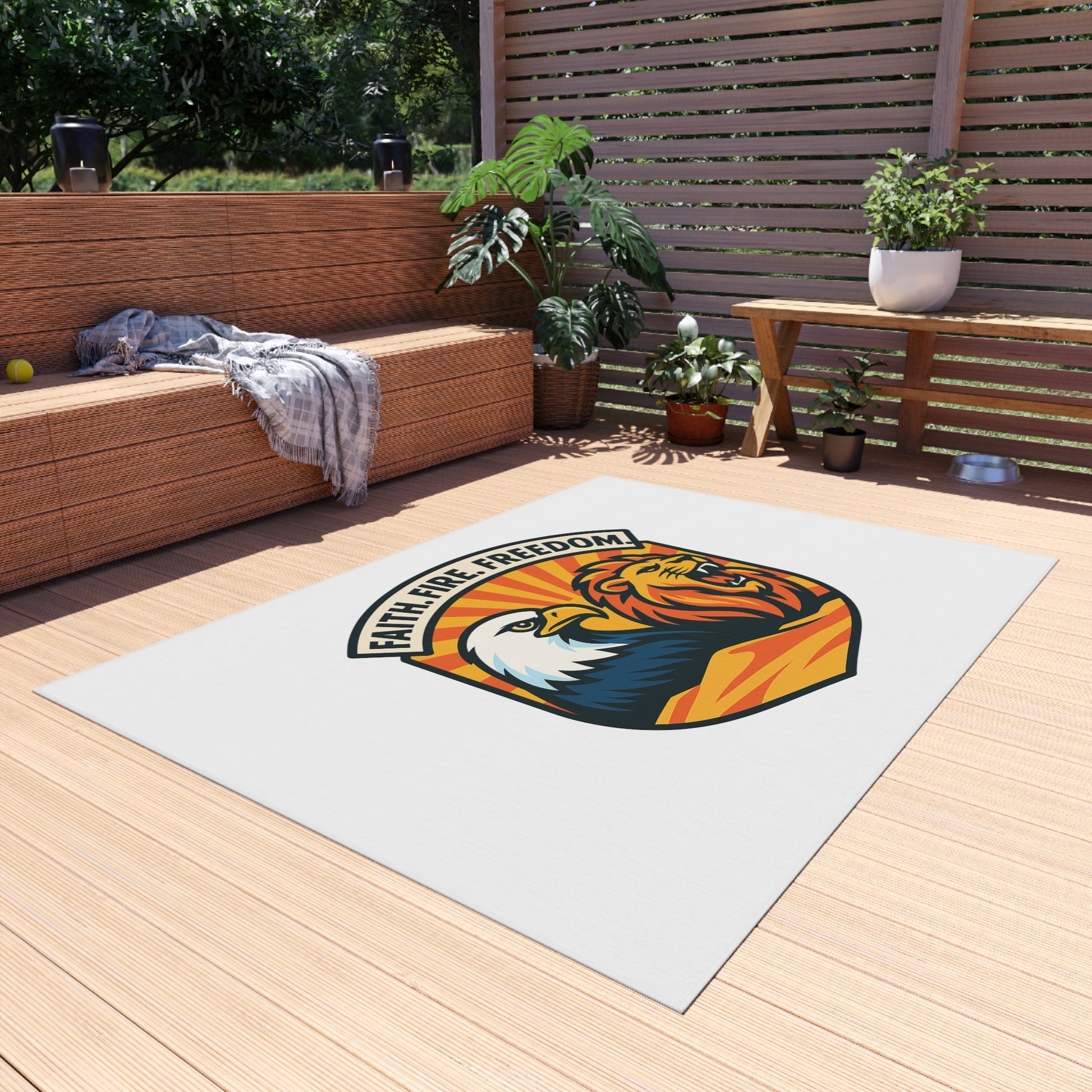 Lions Eagles Rise Outdoor Rug - American Zionist